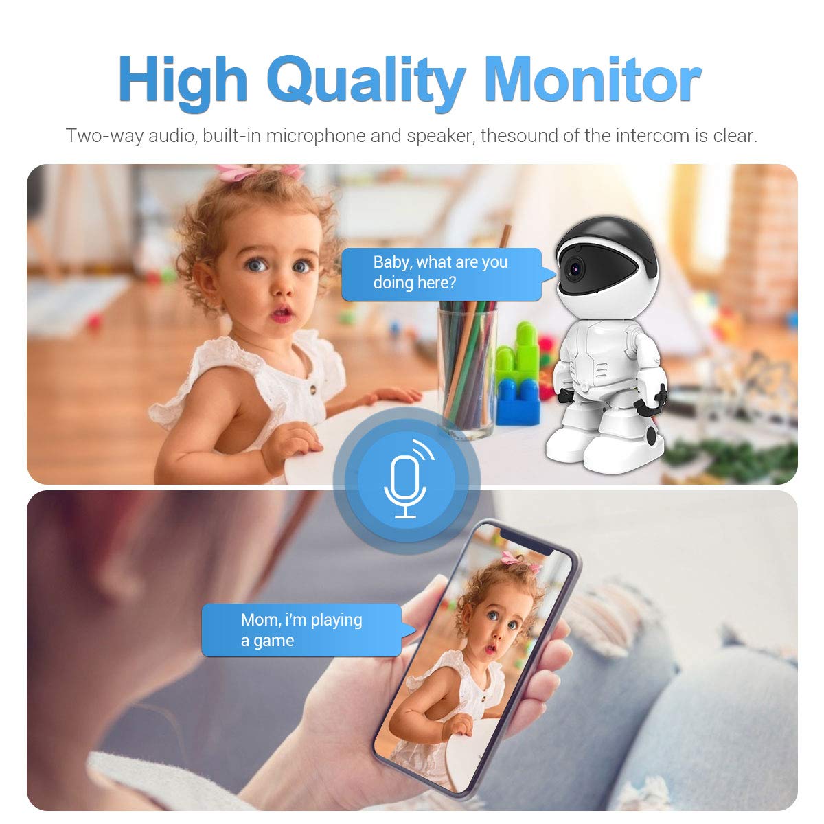 2MP 1080P HD WiFi Security Camera with 2.8mm Lens, 10M IR Night Vision, Motion Detection & Auto Tracking, Built-in Mic, AI Human Detection, PTZ IP Camera for Home/Office Surveillance - Indoor/Outdoor Use, Baby/Pet Monitoring, Business Security