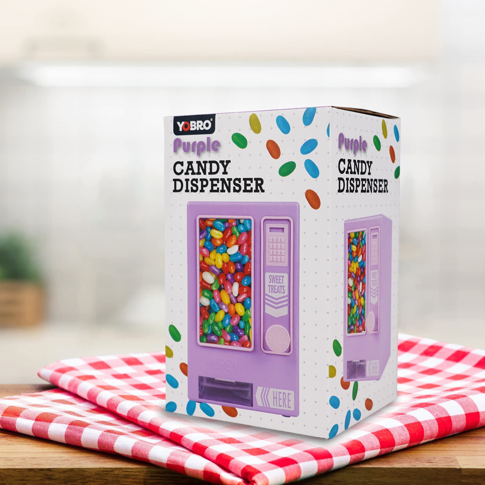 YOBRO Manual Candy Dispenser - Cute Desktop Vending Machine for Mini Candies | Perfect Birthday & Christmas Gift for Girls, Friends & Girlfriends | Fun for Office, Home Decor & Party Favors (Purple)
