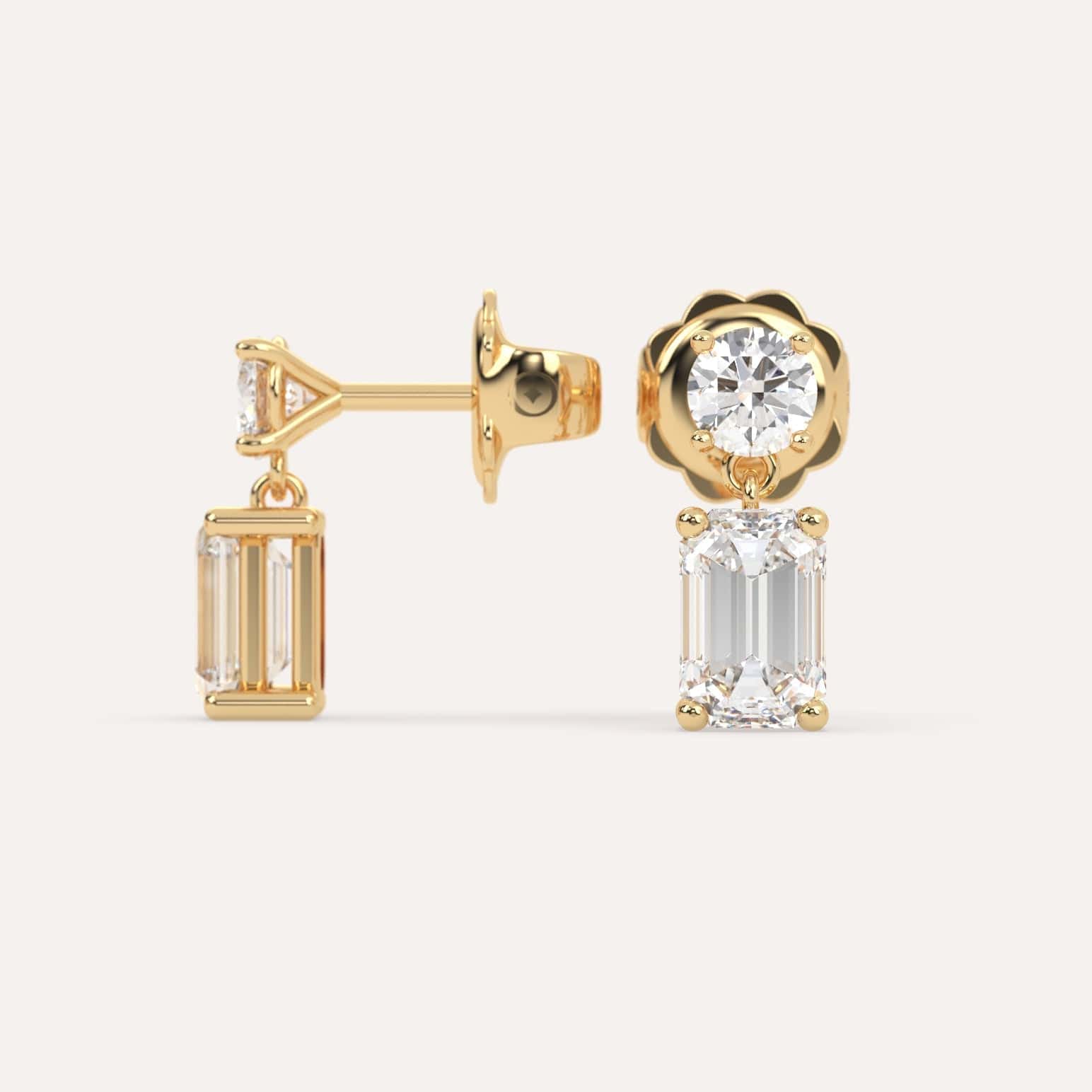 2 Carat Emerald Diamond Drop Earrings for Women - Elegant Dangle Earrings for Wedding, Party & Special Occasions