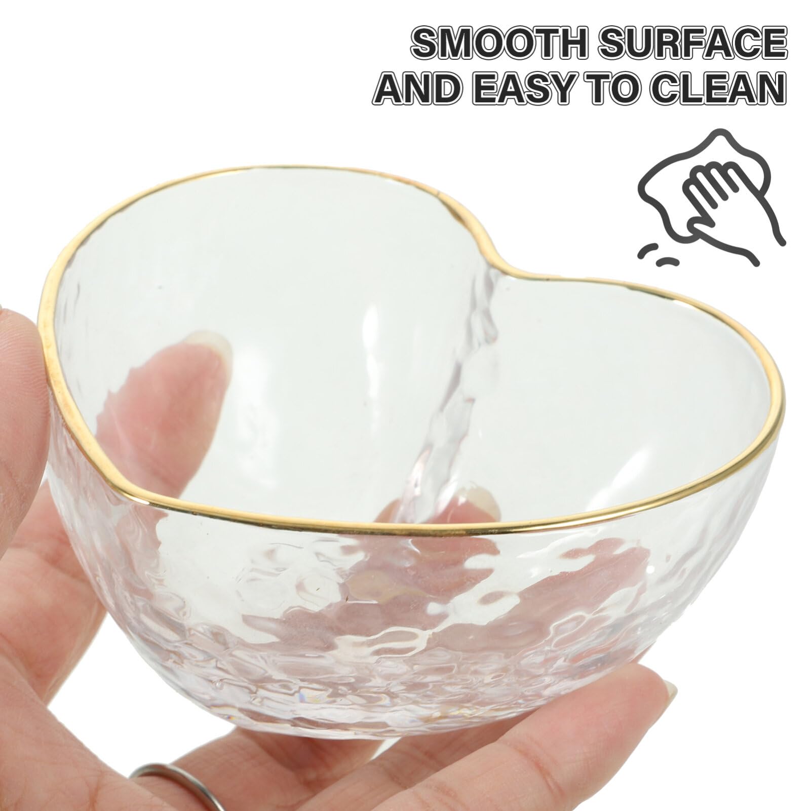 Luxshiny Elegant Heart-Shaped Dessert Bowl with Gold Trim - Perfect for Serving Fruit Salad, Snacks, Ice Cream & Trifle - Ideal for Entertaining, Parties & Special Occasions