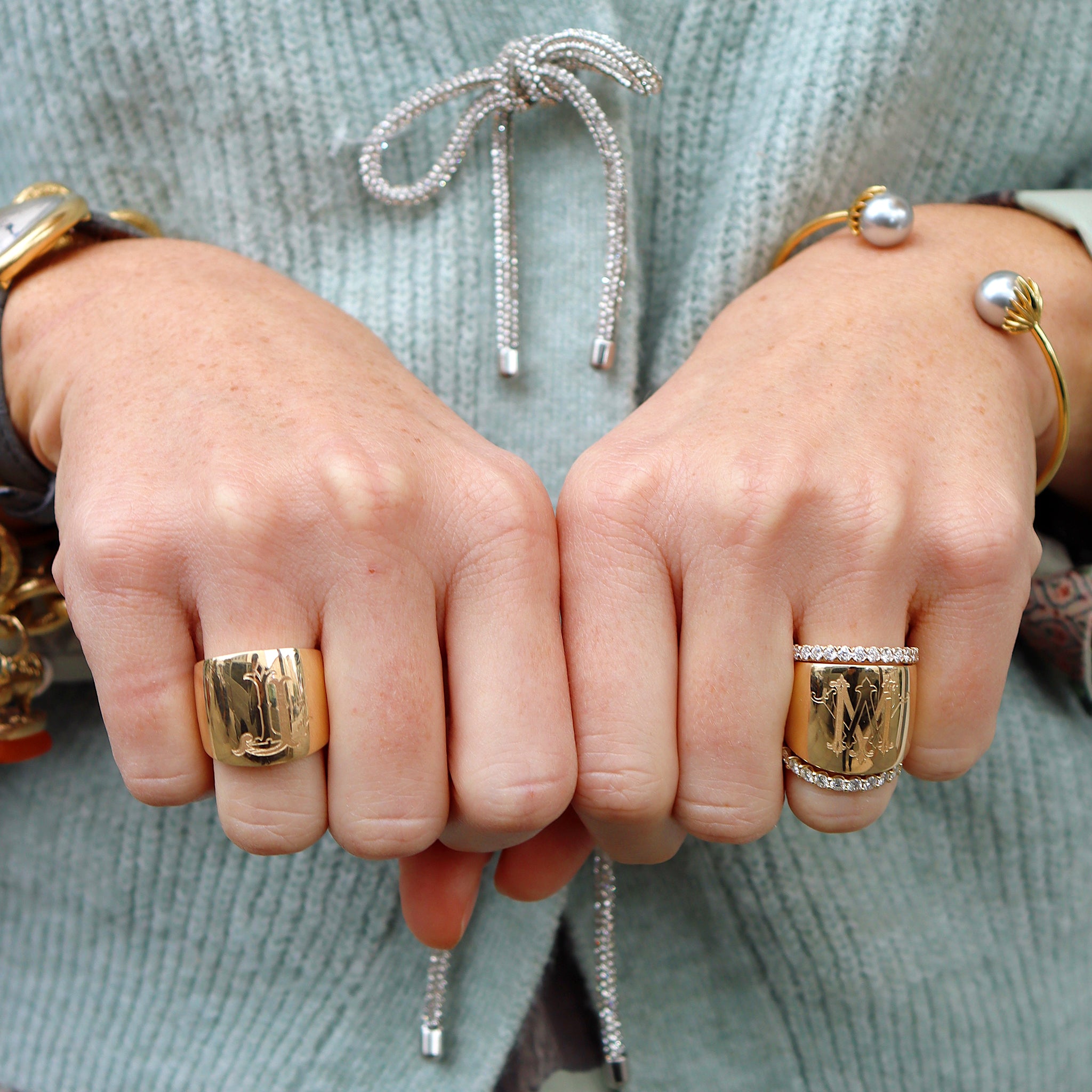 Personalized 14K Gold Cypher Ring - Custom Initial Name Ring for Women & Men - Perfect for Engagements, Anniversaries & Special Gifts