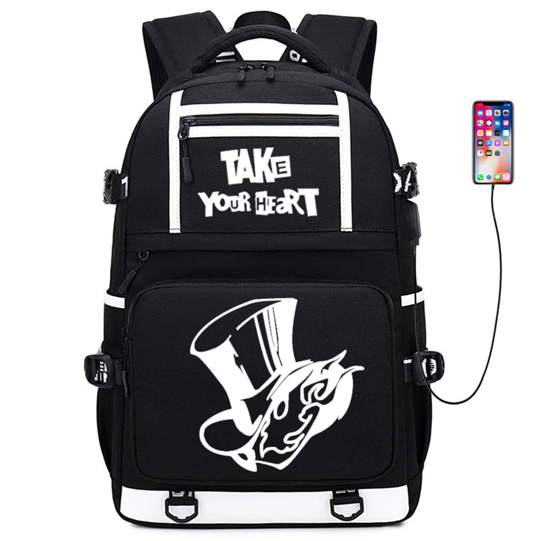 Siawasey Persona Cosplay Backpack - LED Luminous School Bag with USB Charging Port | Perfect for Anime Conventions, Gaming Events & College Life