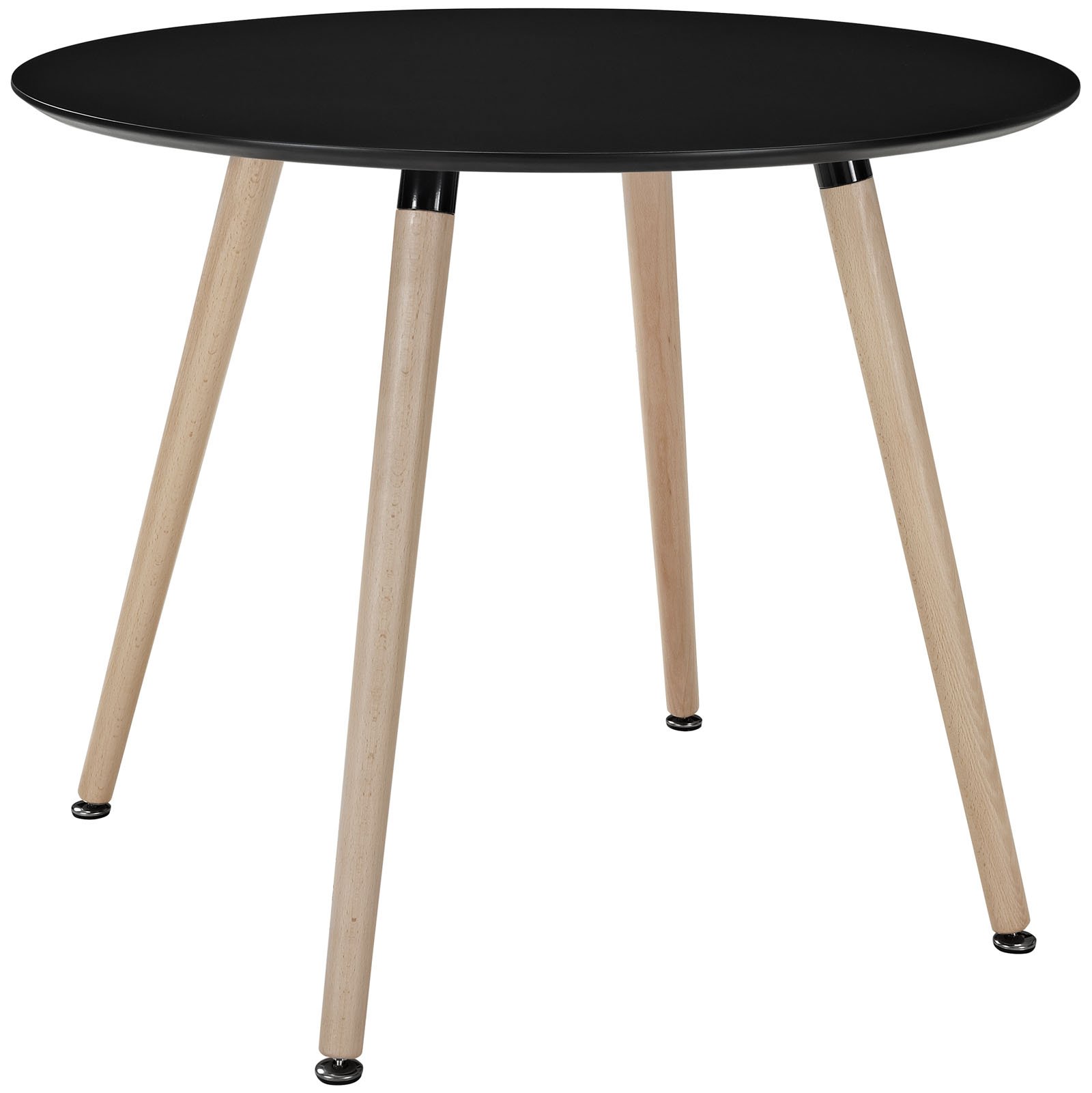 Modern Black Minimalist Kitchen Dining Table with Natural Wood Legs - Perfect for Small Spaces, Apartments & Contemporary Home Decor