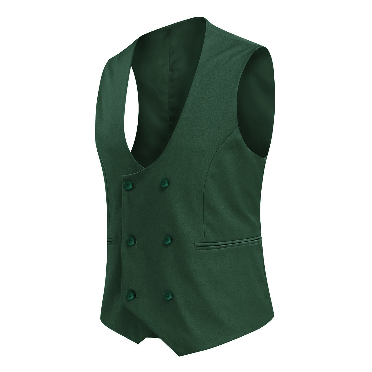 Stylish Slim Fit Double Breasted Green Vest for Men - Elegant Formal & Business Wear - Perfect for Weddings, Office & Special Occasions