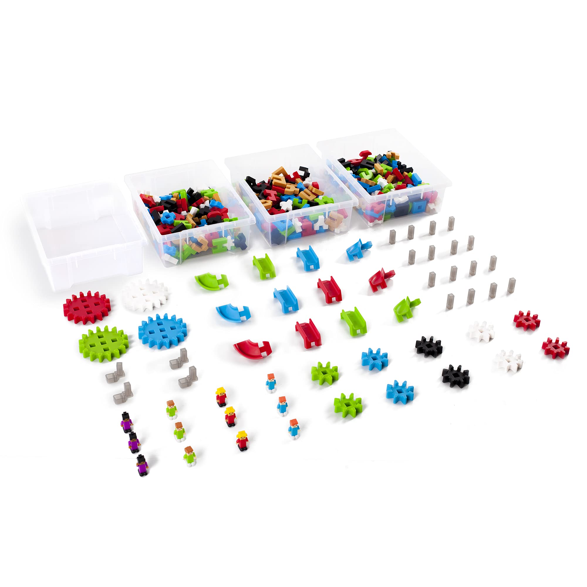 Guidecraft IO Blocks Center: 458-Piece STEM Building Toy Set with 400 IO Blocks, 4 Storage Bins & Activity Table - Educational Construction Kit for Toddlers & Kids | Perfect for Classroom Learning, Homeschooling & Creative Play