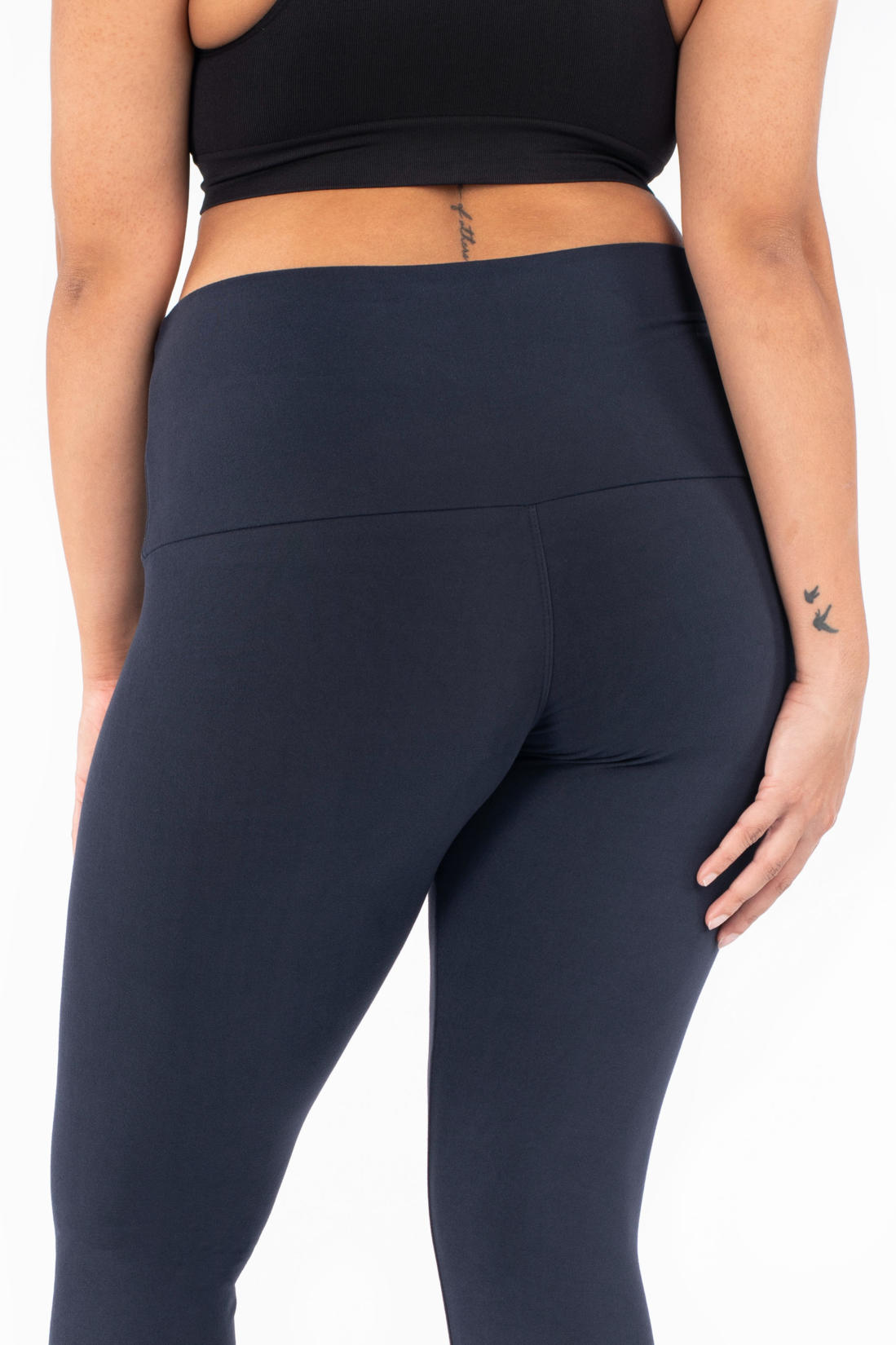 High Waist Navy Blue Leggings for Women - Comfortable Wide Elastic Waistband Yoga Pants - Perfect for Workout, Running, Yoga & Lounge Wear