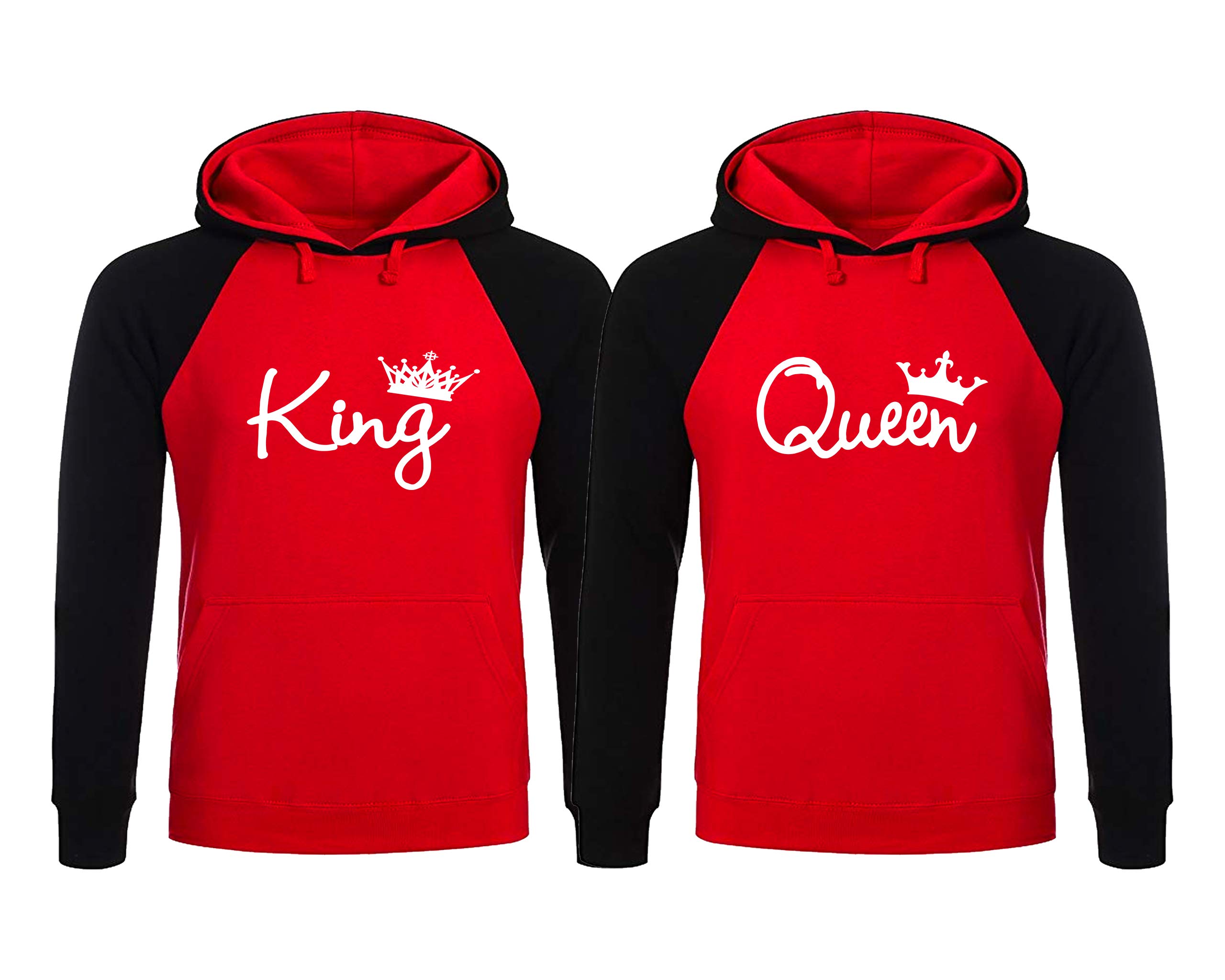 King and Queen Couple Hoodies - Matching His & Hers Sweatshirts for Couples - Romantic Couples Outfit for Date Night, Anniversary Gifts, Valentine's Day