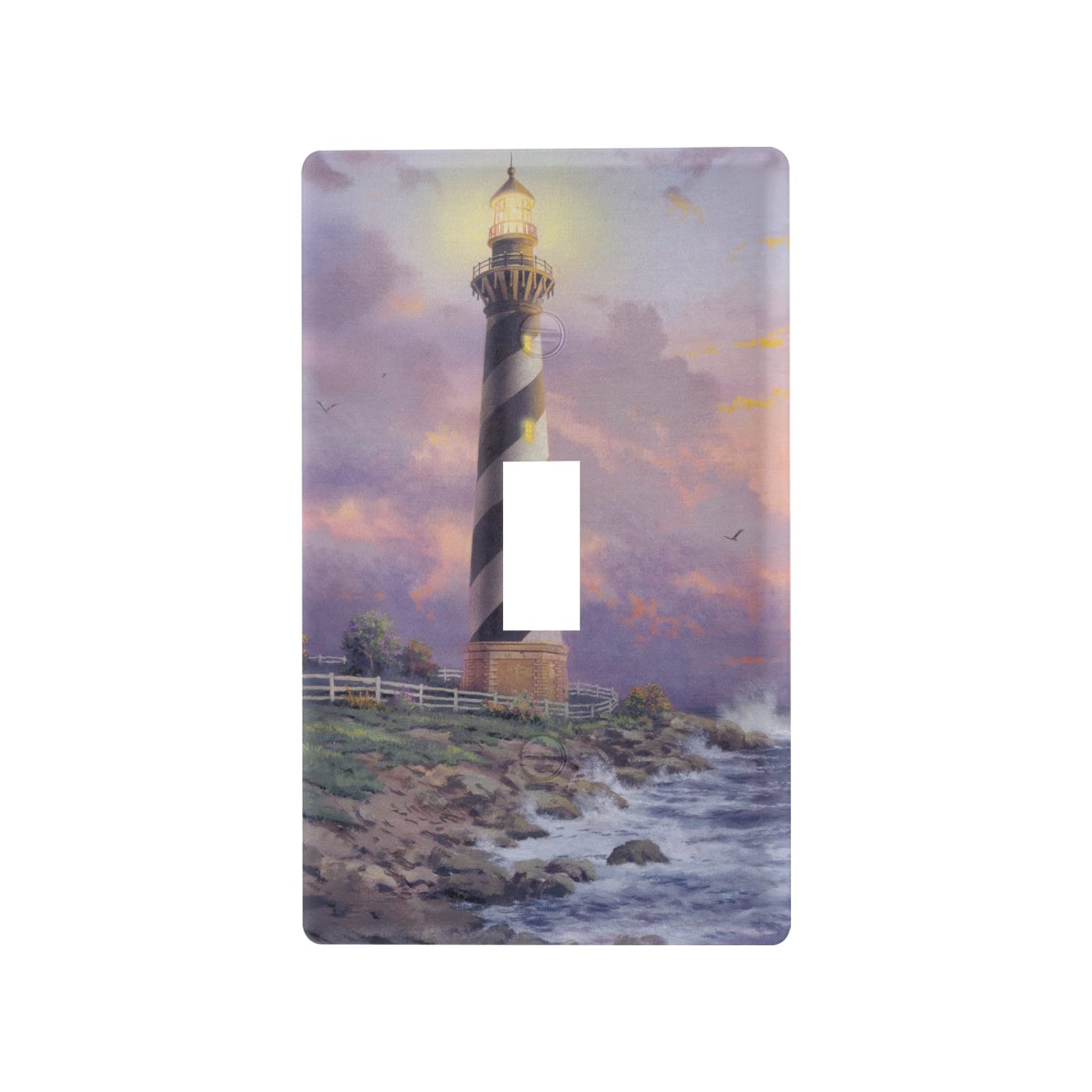 Coastal Lighthouse Single Toggle Switch Plate Cover - Decorative Light Switch & Outlet Cover for Home & Office - Perfect for Beach House, Nautical Theme Rooms & Coastal Decor