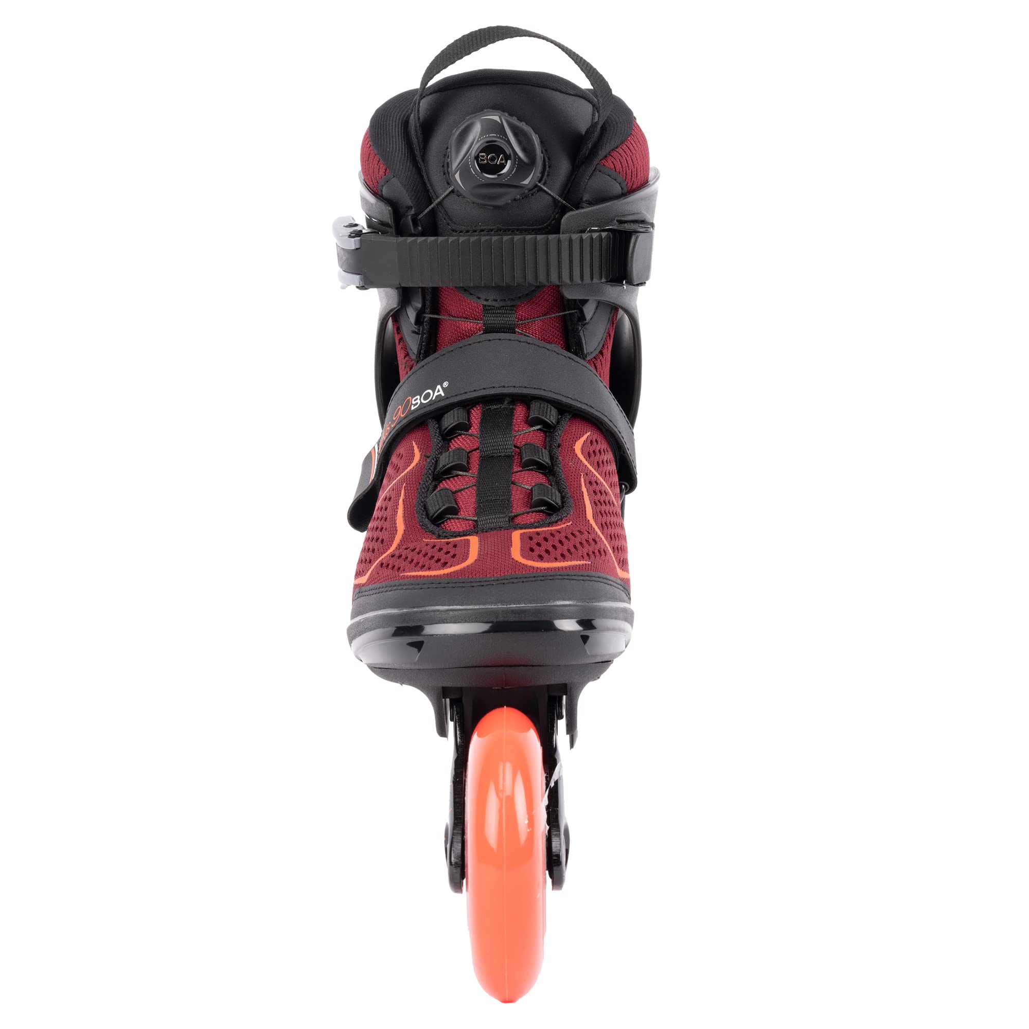 K2 Alexis 90 BOA Women's Inline Skates - Burgundy/Orange | Comfortable & Adjustable Fitness Skates for Outdoor Rollerblading, Exercise & Recreation
