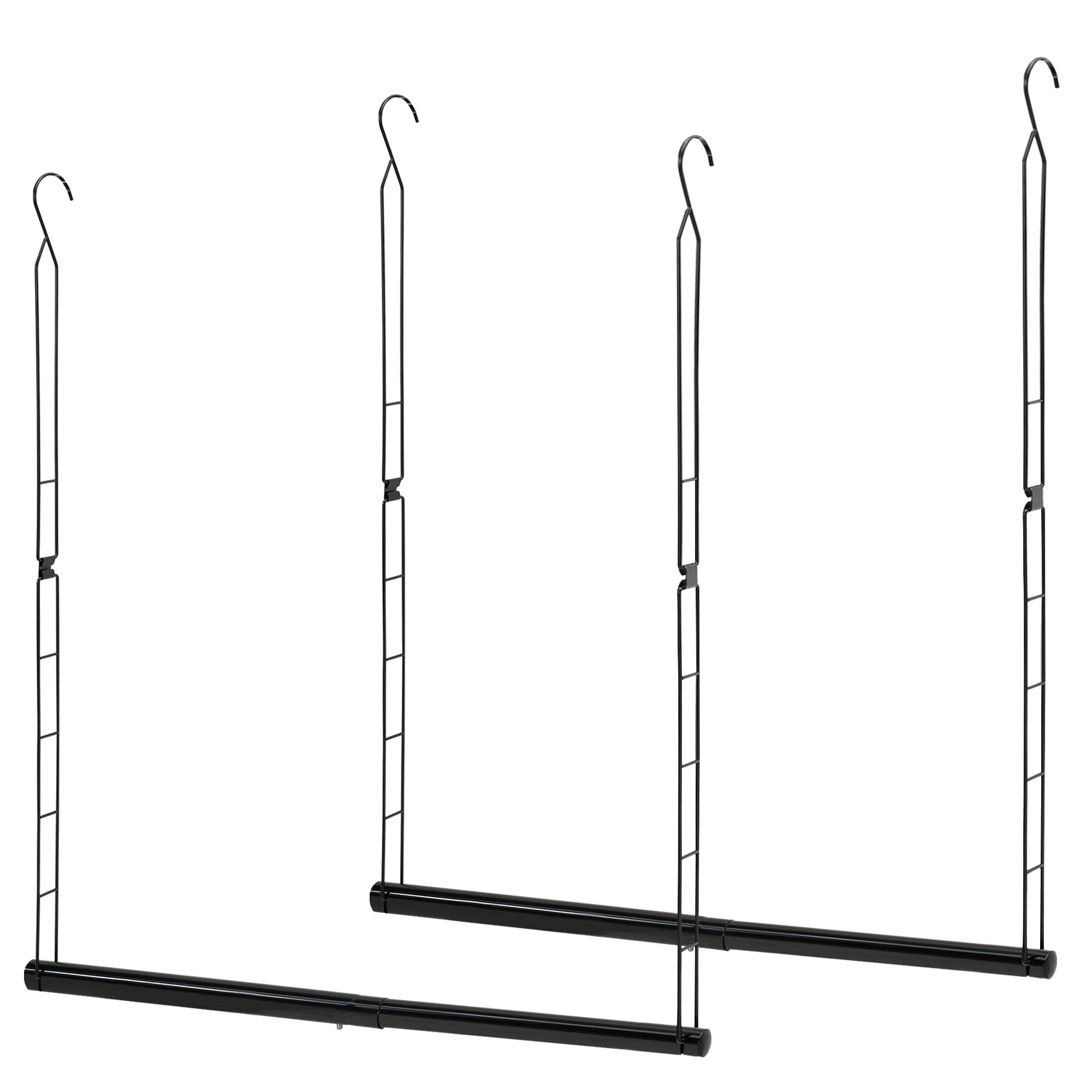 STORAGE MANIAC Adjustable Hanging Closet Rod Organizer - Space Saving Closet Extender with Double Rod, 2 Pack Black - Perfect for Bedroom, Closet & Small Space Organization