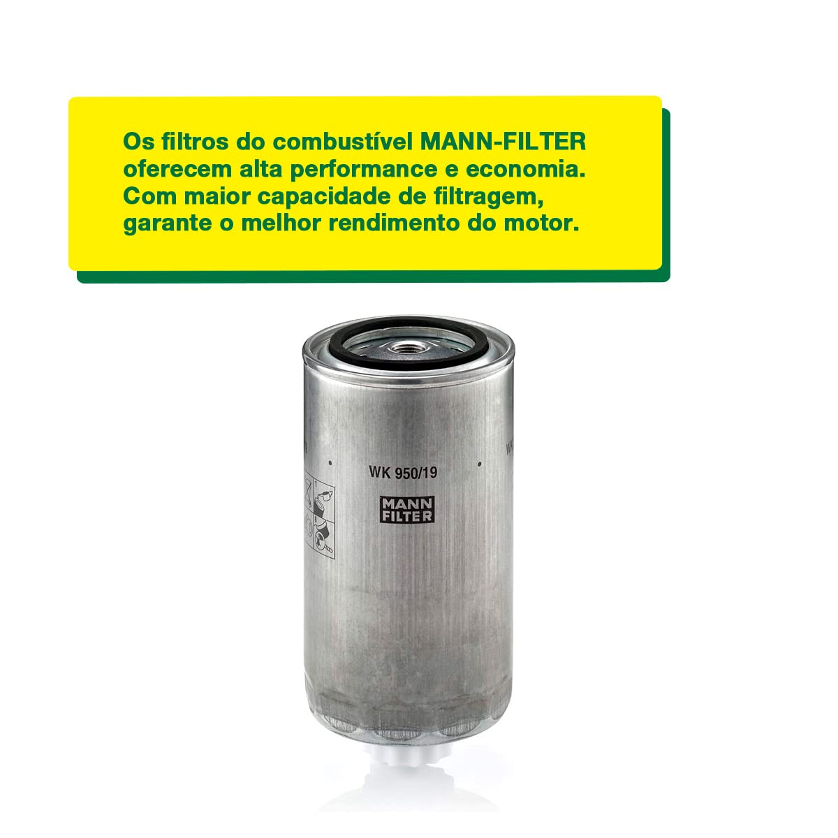 Mann Filter WK950/19 Spin-On Fuel Filter Replacement for Diesel Engines - Compatible with Various Truck & Heavy Equipment Models | Improves Engine Performance & Fuel Efficiency