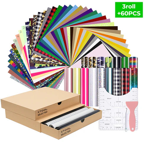 xTool M1 Heat Transfer Vinyl Kit for DIY Crafts, T-Shirts & Apparel - Premium HTV Material for Cutting Machines & Heat Press Projects