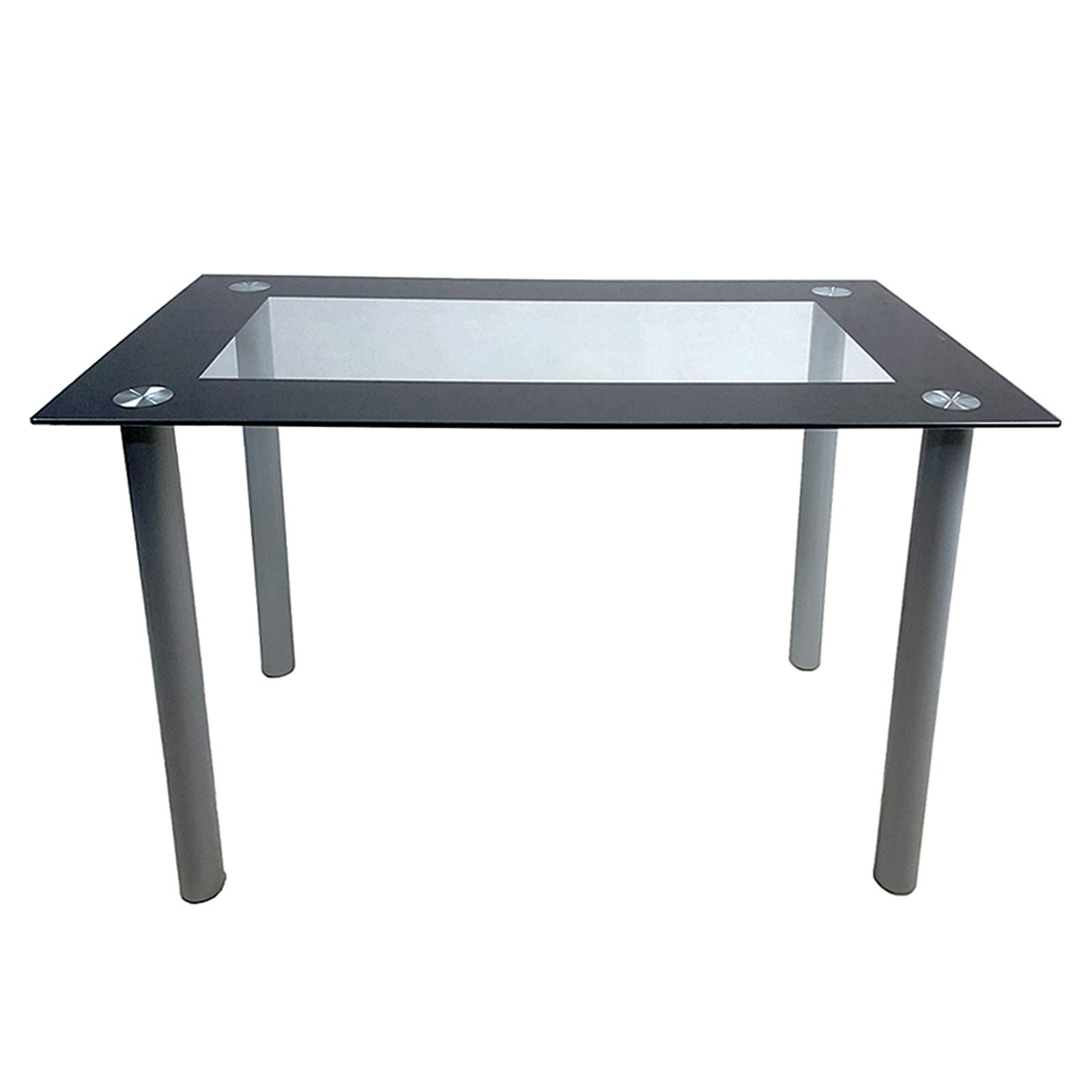 Modern Kingson Rectangular Dining Table with 8mm Tempered Glass - Durable Black Frame, 43.3