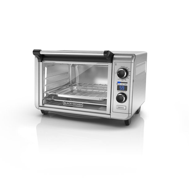 BLACK + DECKER 6 Slice Digital Convection Toaster Oven with Bake, Broil & Toast Functions - TOD3300SSC - Perfect for Small Kitchens, Dorms & Office Break Rooms
