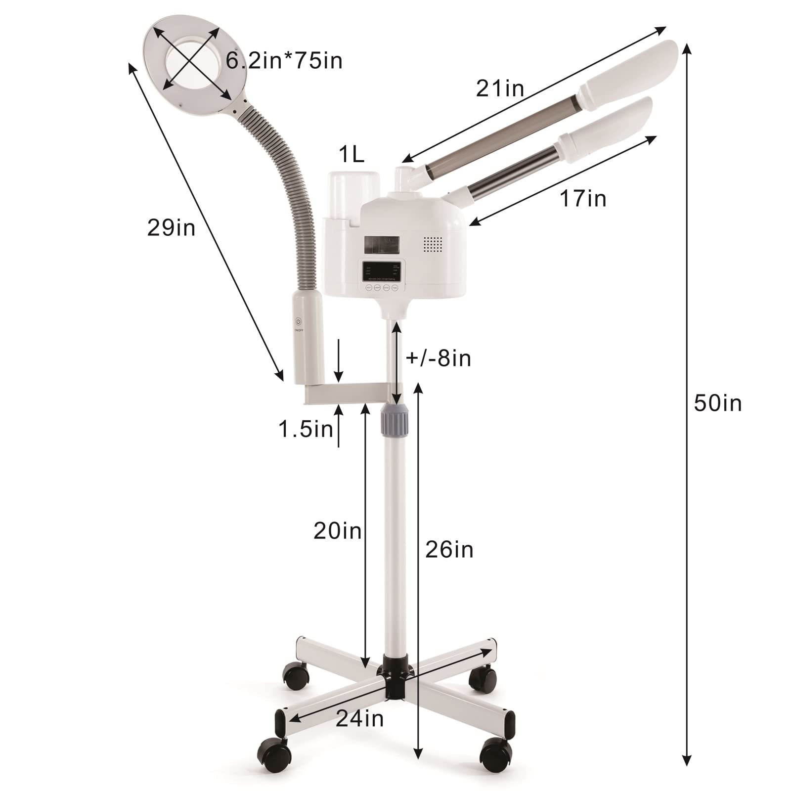 Professional 5-in-1 Facial Steamer with LED Magnifying Lamp & Hot/Cold Nozzles - Esthetician-Grade Skincare Device for Deep Cleansing, Hydration & Blackhead Removal - Perfect for Salon, Spa & Home Use