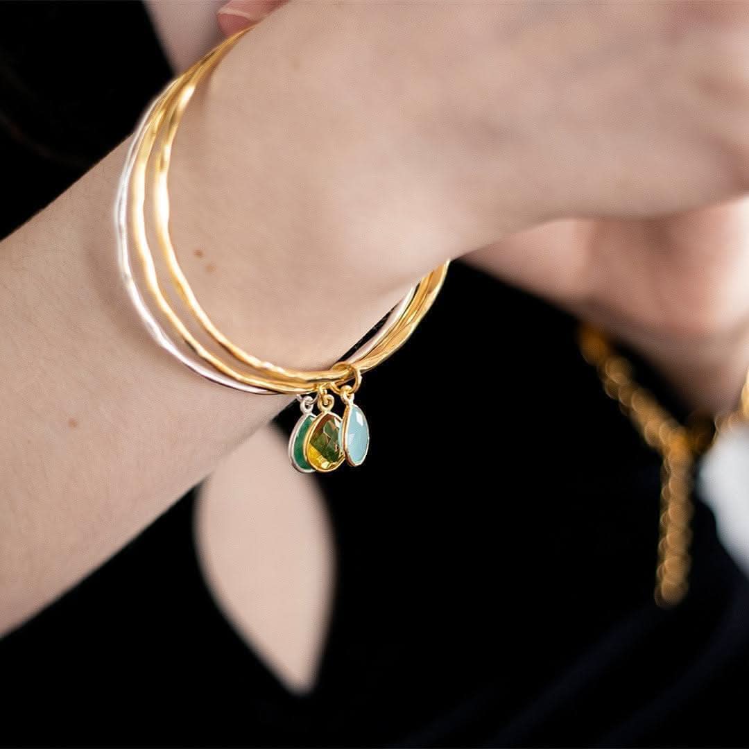 Aqua Chalcedony Silver Bangle Bracelet - March Birthstone Jewelry for Women - Perfect Gift for Birthday, Anniversary & Special Occasions