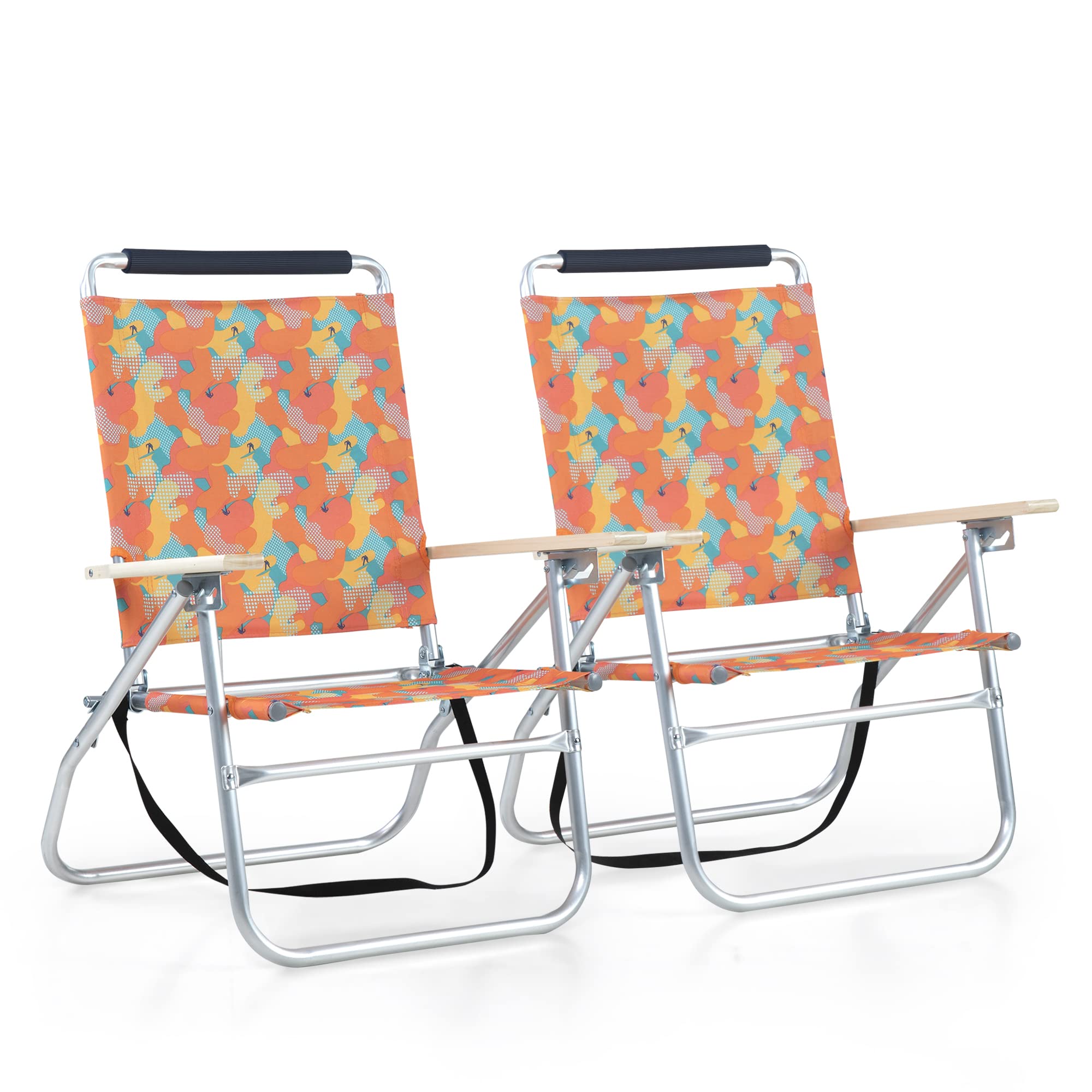 ALPHA CAMP 2-Pack Backpack Beach Chairs with Cooler Bag - 3-Position Adjustable, Foldable, 250lbs Capacity Camo Design - Perfect for Beach, Camping, Picnics & Outdoor Adventures