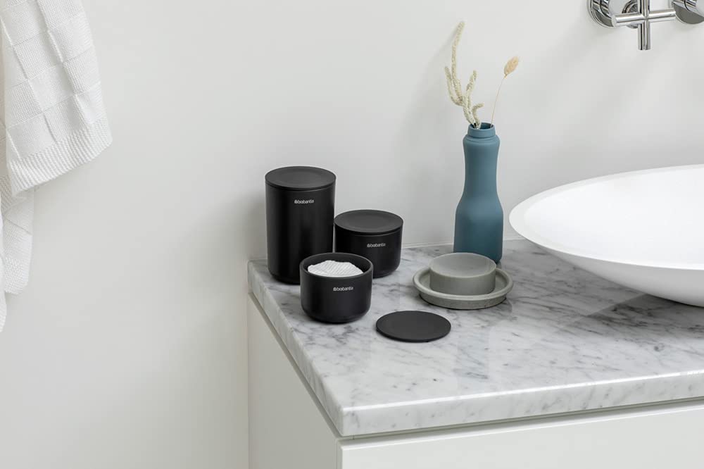 Brabantia 281303 Storage Pots Set - Large & Small Organizer for Jewelry, Accessories, Cotton Storage - Dark Gray | Perfect for Bedroom, Bathroom & Closet Organization
