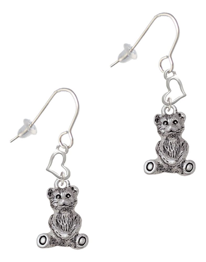 Antiqued Teddy Bear Heart Earrings - French Style Jewelry for Gifts