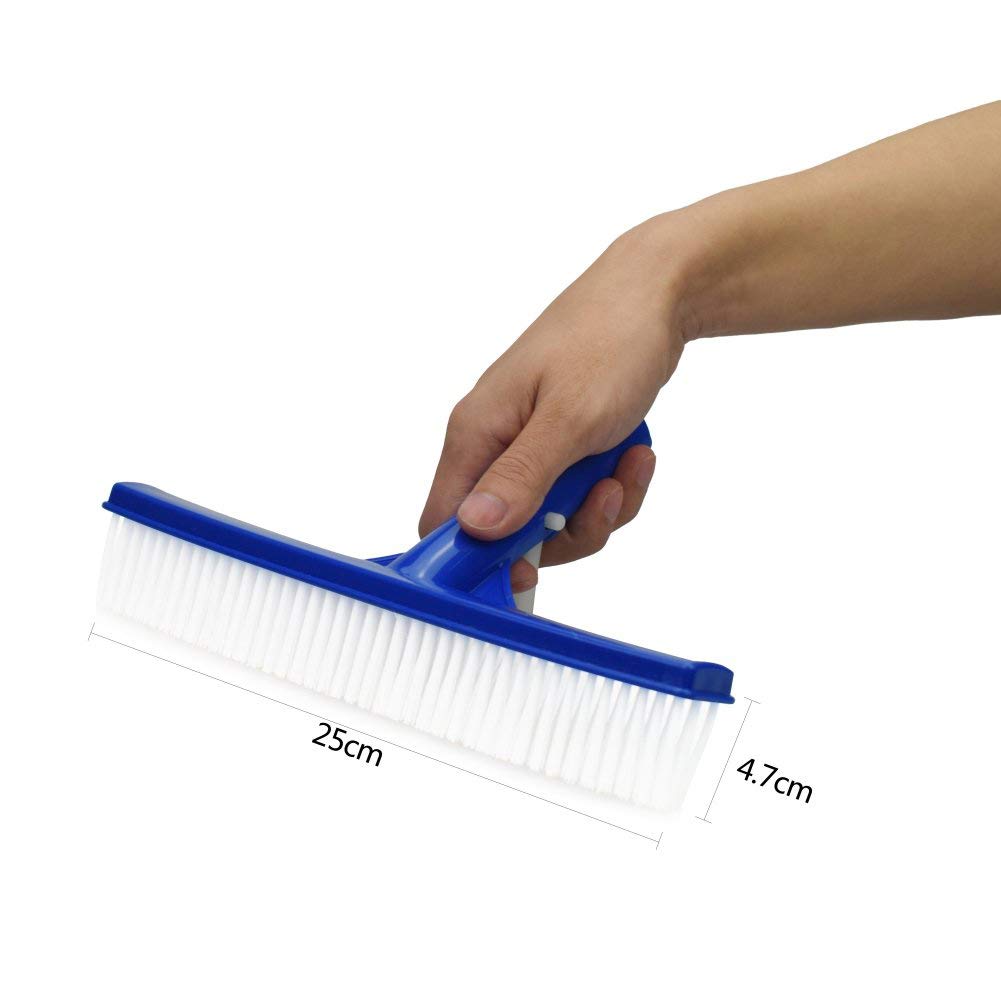 10 Inch Swimming Pool Brush - Heavy Duty Wall & Ground Cleaning Tool for Dirt, Moss, and Algae Removal | Perfect for In-Ground & Above Ground Pools (Blue)