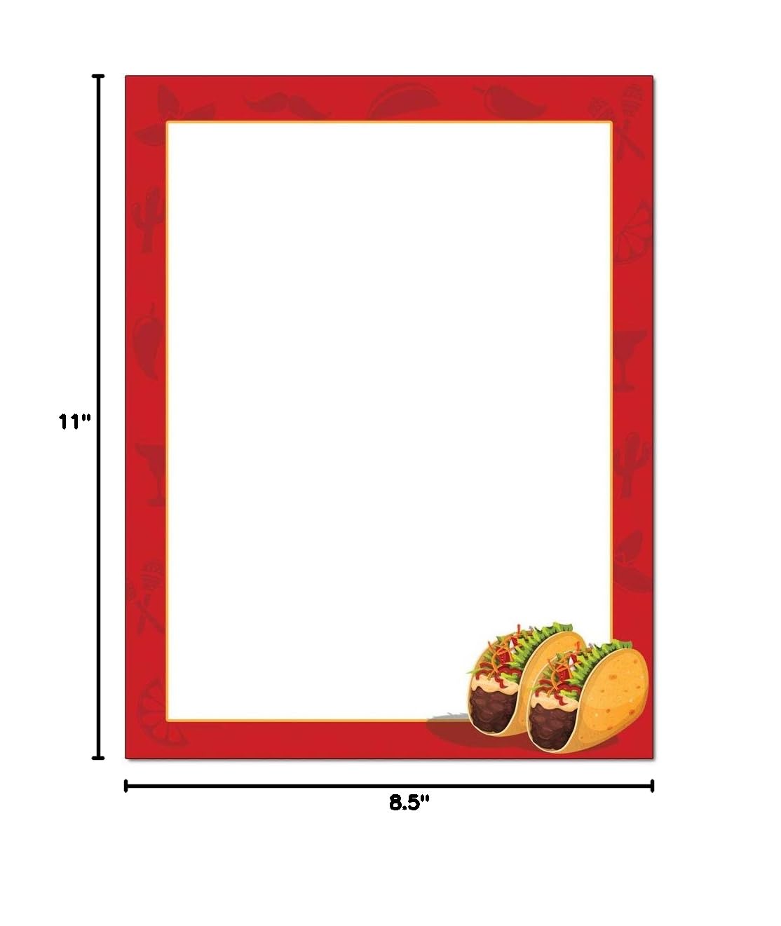 Taco Tuesday Letterhead Paper - 25 Sheets for Laser & Inkjet Printers - Perfect for Parties, Invitations & Themed Events