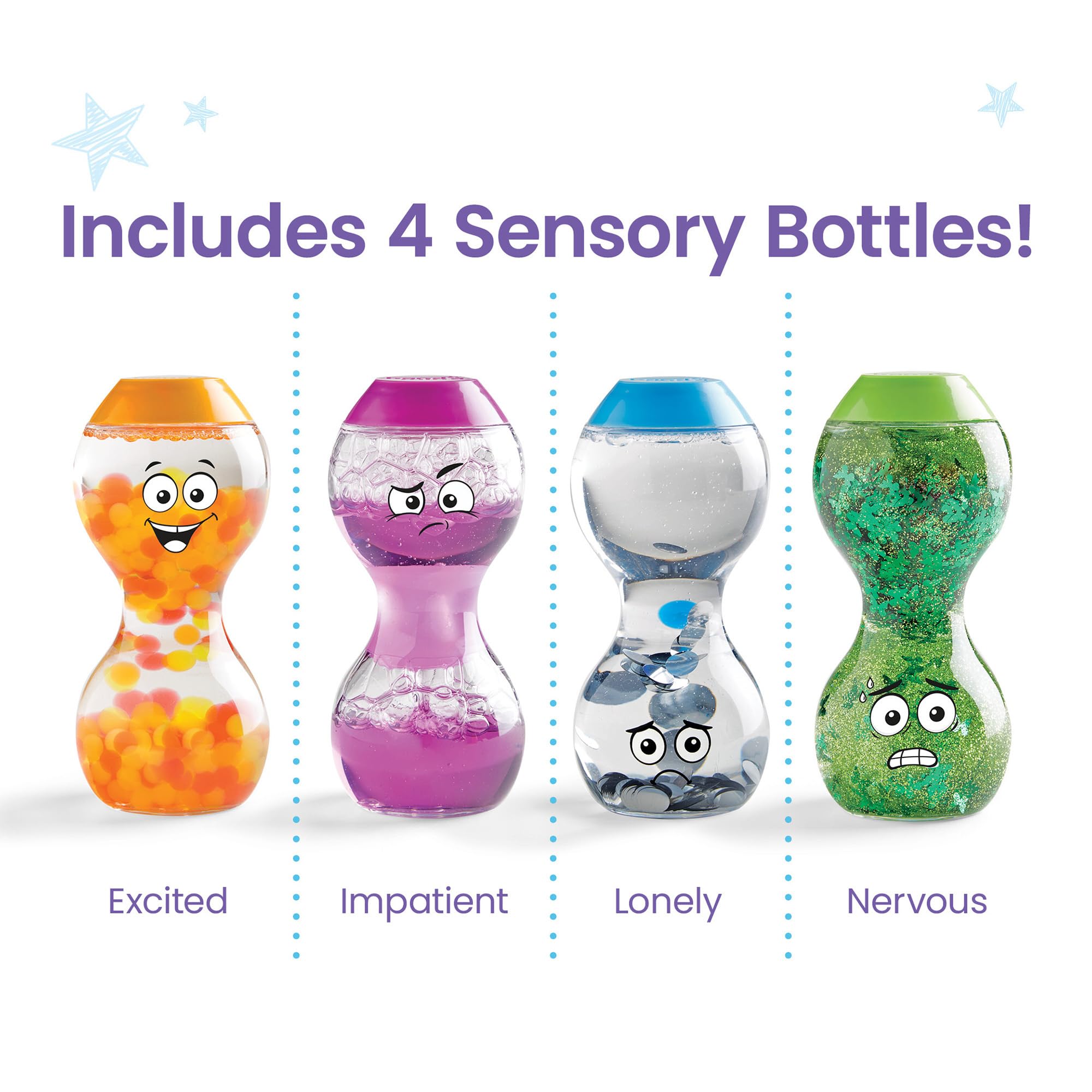 hand2mind Express Your Feelings Sensory Bottles - Emotional Learning Toys for Toddlers & Kids, Play Therapy Tools, Calm Down Corner Supplies for Classroom & Home - Social Emotional Learning Activities for Anxiety Relief & Focus