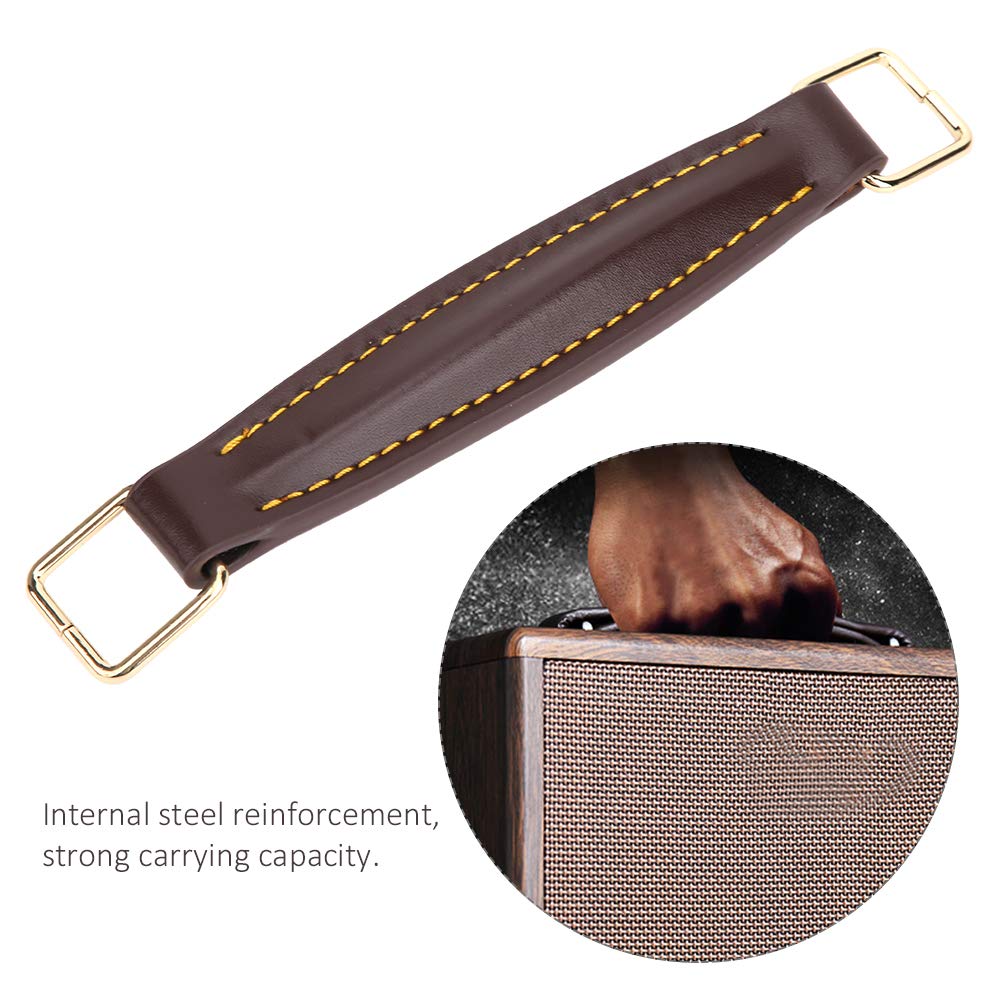 PU Leather Guitar Amplifier Handle - Heavy Duty Steel Internal Support for Large Load Capacity - Perfect for Beginners & Musicians (Brown) | Ideal for Live Performances, Studio Sessions & Home Practice