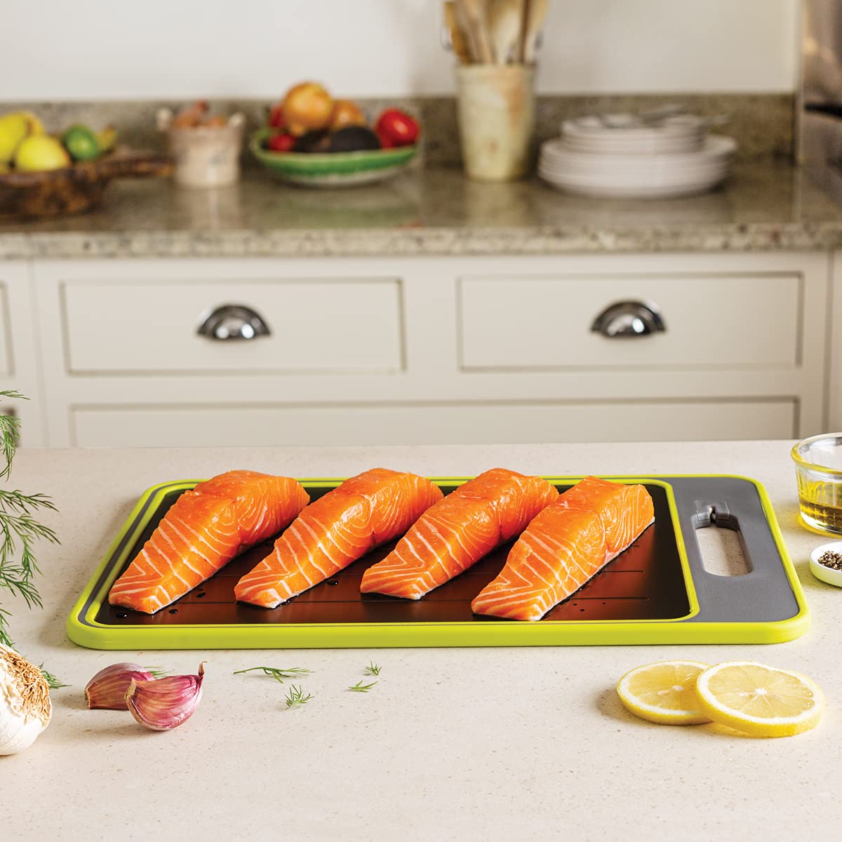 JML Fast Thaw 4-in-1 Chopping Board - Quick Defrosting Cutting Board with Built-in Knife Sharpener & Spice Grinder - Perfect for Kitchen Prep, Meat Thawing & Cooking
