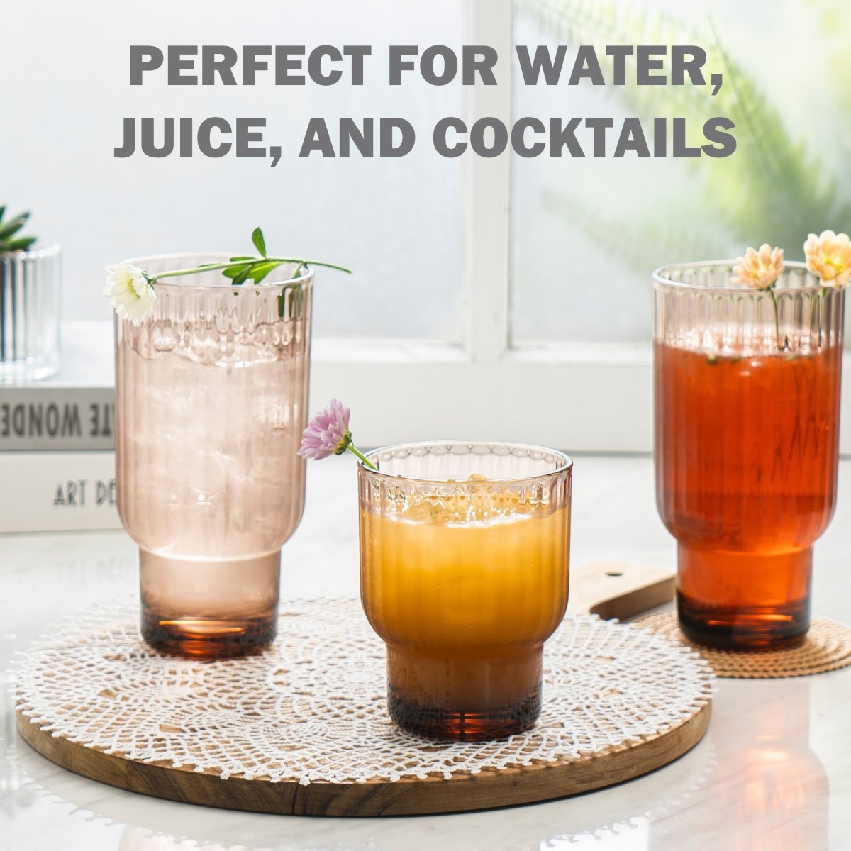 13oz Serenity Short Tumbler Set - 4 Piece Stainless Steel Insulated Cups with Lid & Straw for Coffee, Tea, Smoothies - Perfect for Home, Office, Travel & Outdoor Use