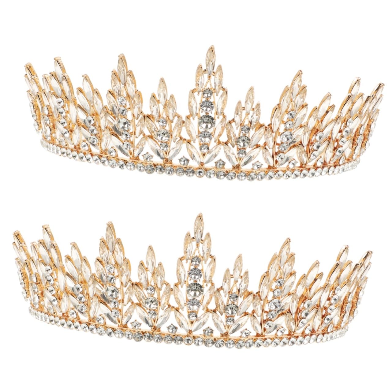 2pcs Crown Crystal Wedding Tiara Set - Rhinestone Bridal Hair Accessories for Bride, Girls & Miss - Baroque Zinc Alloy Headdress for Weddings, Prom & Special Occasions