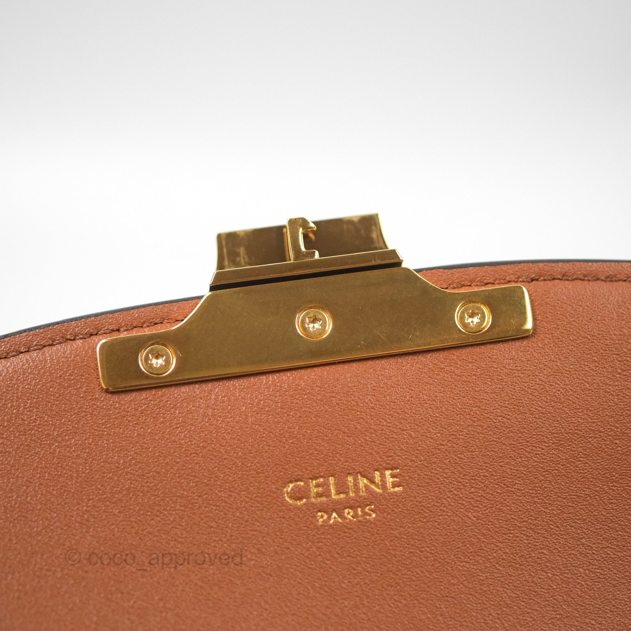 Celine Teen Triomphe Bag in Triomphe Canvas & Grege Calfskin Leather - Luxury Crossbody Purse for Women, Perfect for Date Night & Special Occasions