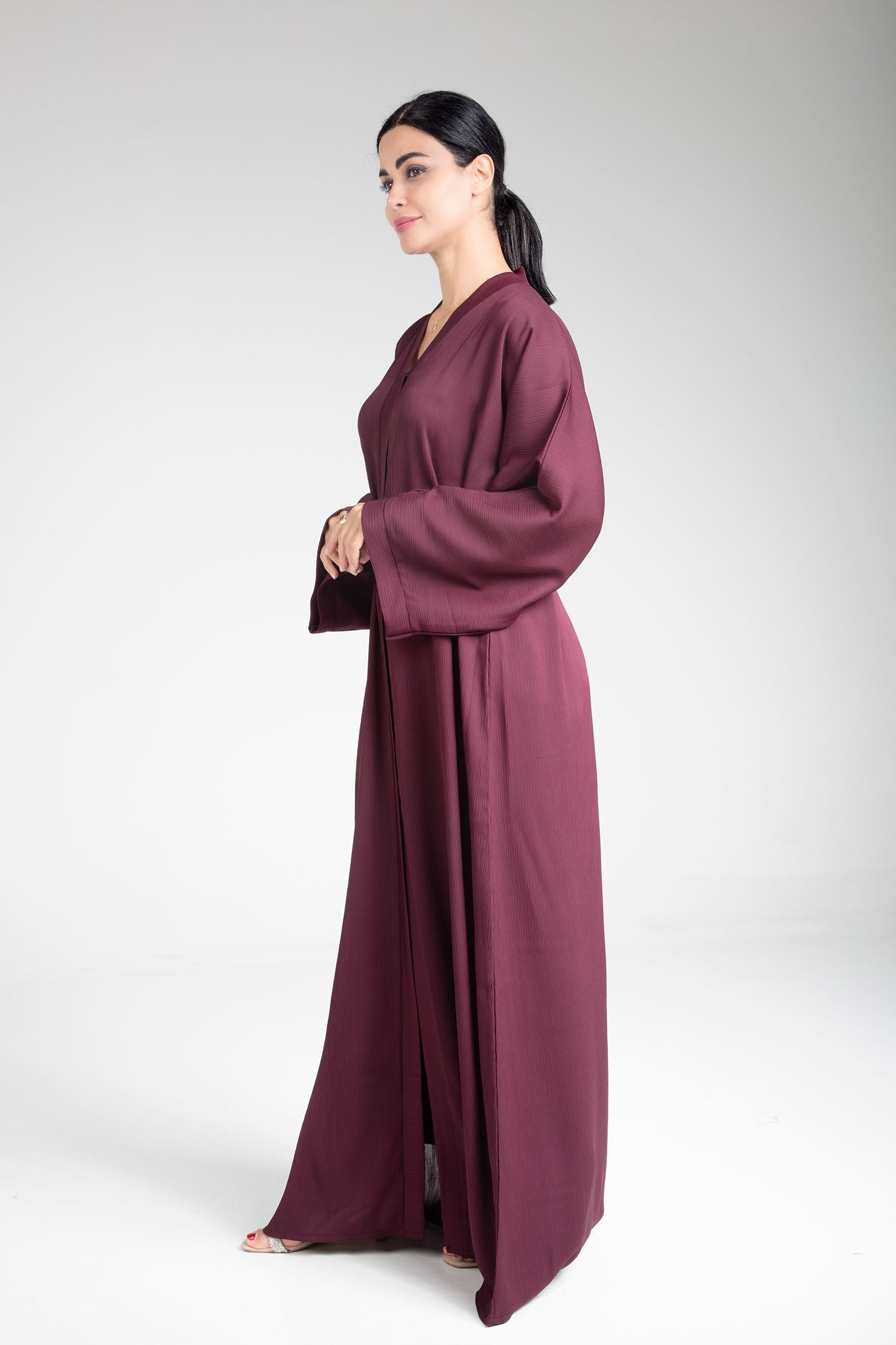 Elegant Maroon Open Abaya for Women - Modest Islamic Dress for Prayer, Eid & Special Occasions