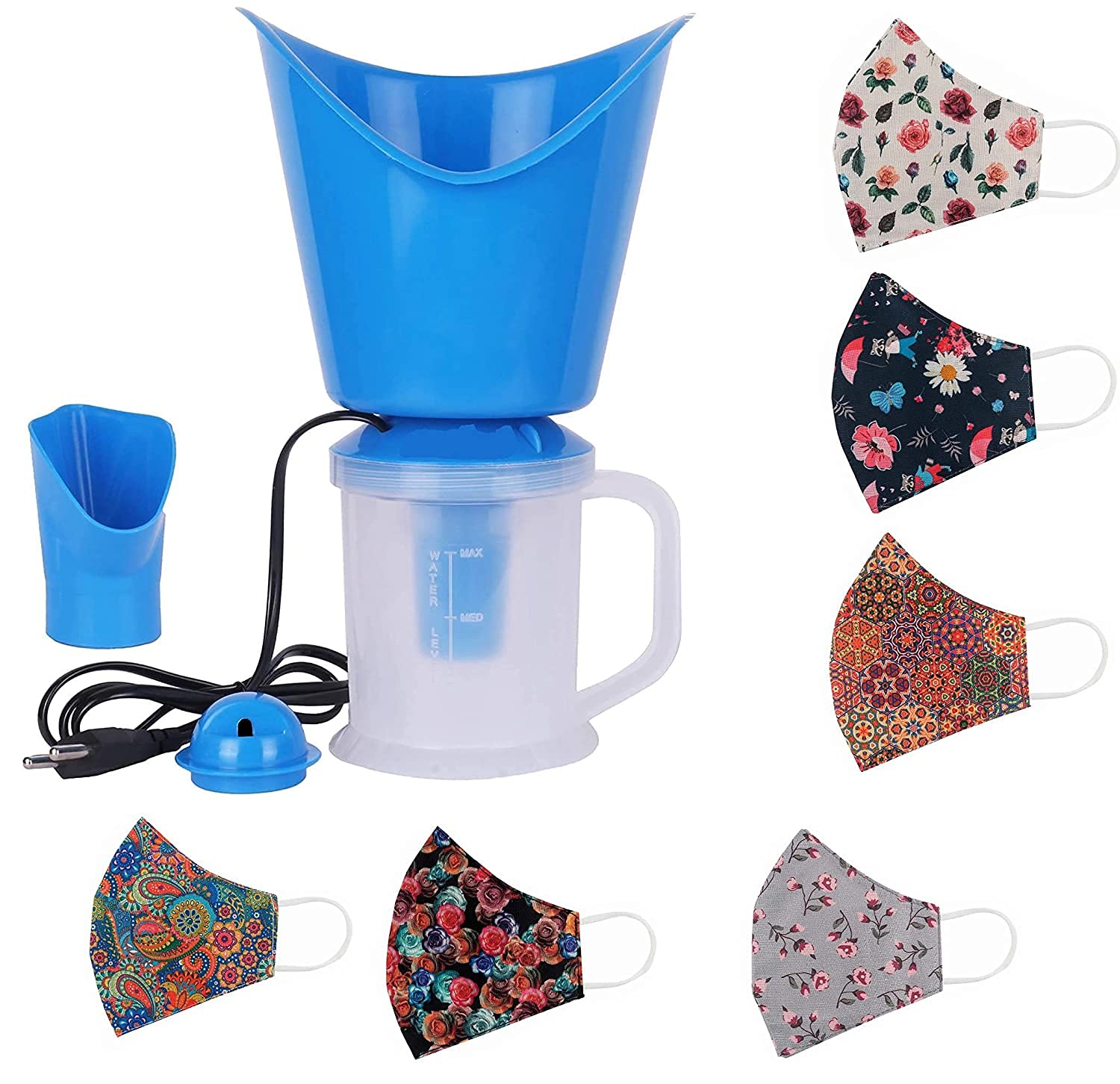 MT BROTHERS 3-in-1 Facial Steamer with 6 Pack Reusable Fashion Print Face Masks for Kids & Teens - Home Spa & Skincare Essentials for Boys & Girls - Perfect for Daily Skincare Routine, Relaxation & Self-Care