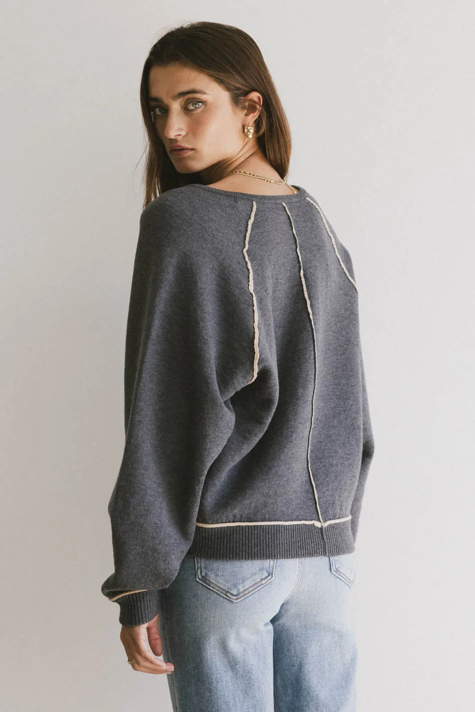 Lina Contrast Sweater for Women - Stylish Knit Pullover with Color Block Design | Perfect for Fall & Winter Outfits, Casual Wear, and Office Attire