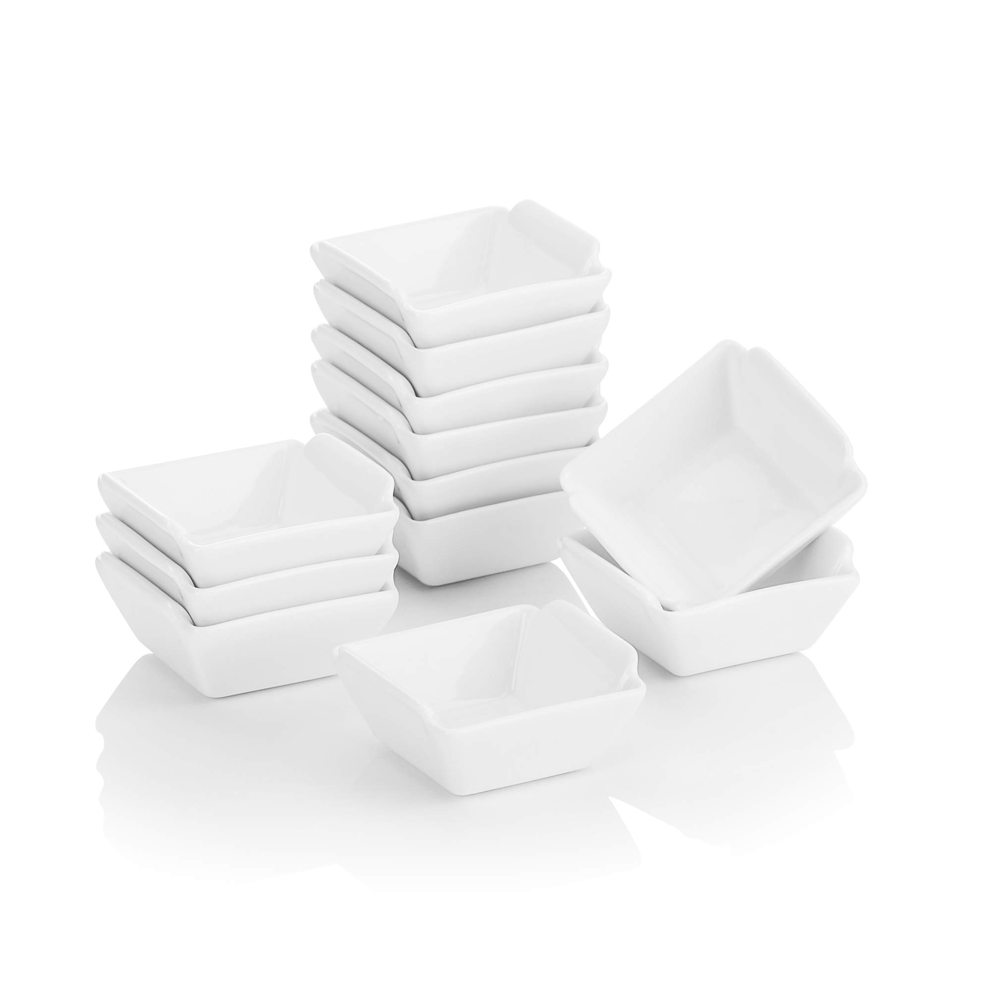 12-Piece Set of 2.5-inch White Porcelain Ramekins - Perfect for Soufflés, Dipping Sauces & Small Desserts | MALACASA Premium Baking & Serving Dishes for Home & Restaurant Use