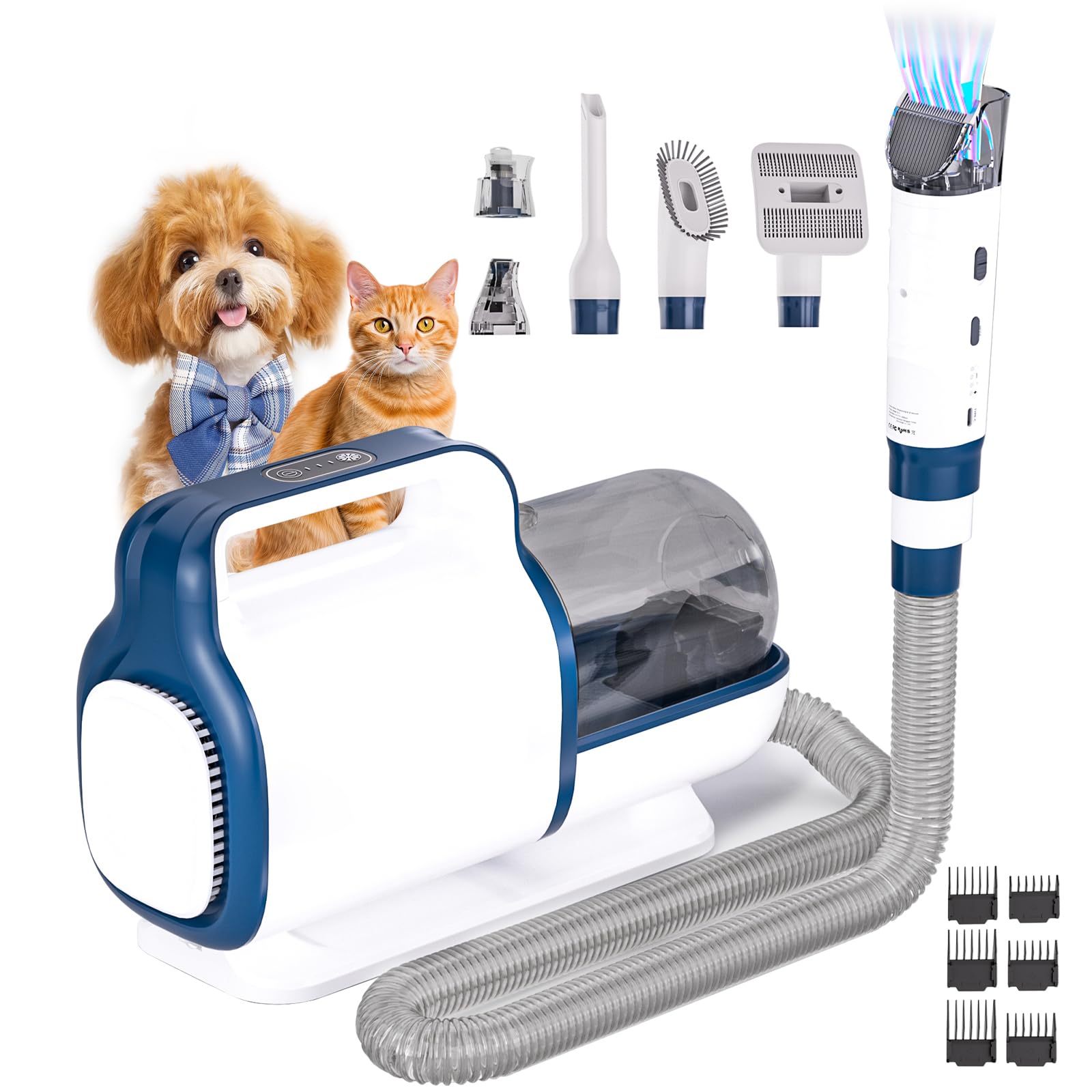 Professional Dog Grooming Vacuum Kit with 1.5L Dust Cup & 6 Tools - 11000Pa Pet Hair Vacuum for Shedding, Nail Trimmer Grinder - Perfect for Home Cleaning & Pet Grooming Salon Use