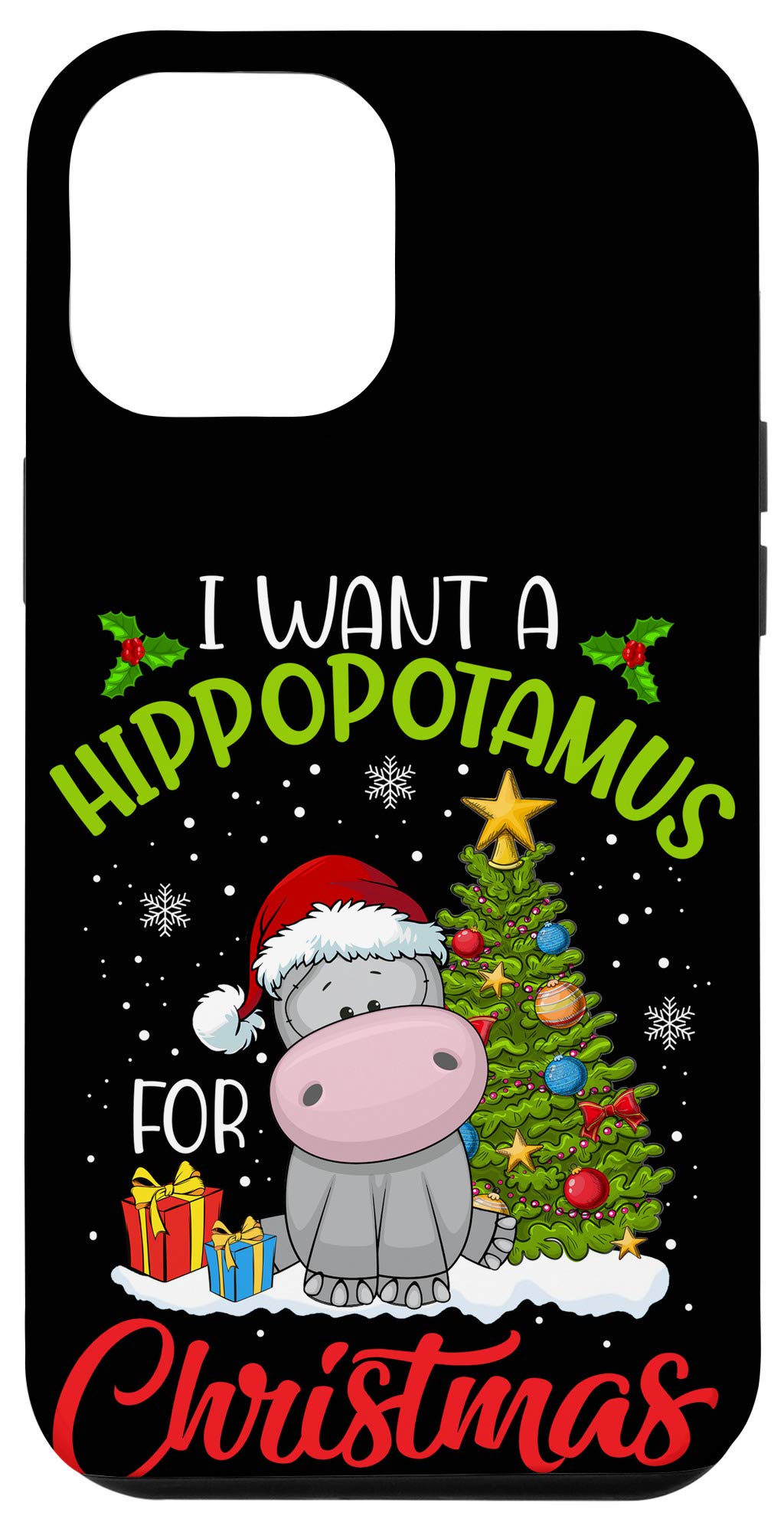 iPhone 12 Pro Max Christmas Hippo Case - Cute Holiday Protective Cover for Kids & Women - Perfect Gift for Xmas, Birthday & Daily Use