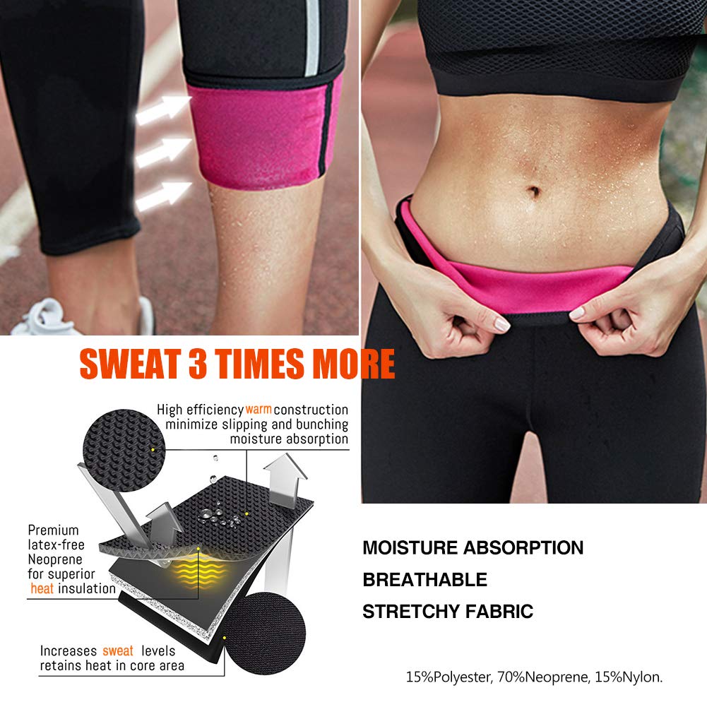NonEcho Women's High Waist Neoprene Sauna Sweat Pants - Tummy Control Workout Leggings with Side Pockets for Fitness, Yoga & Weight Loss