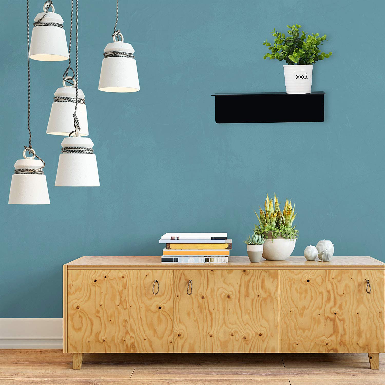 Jetec 8-Piece Acrylic Floating Shelves Set - 12 Inch Clear Wall Mounted Display Shelves with 5M Nano Double-Sided Tape - Perfect for Bedroom, Living Room, Bathroom, Office & Gaming Room Decor (Black) - Ideal for Books, Plants, Photos & Decorative Items