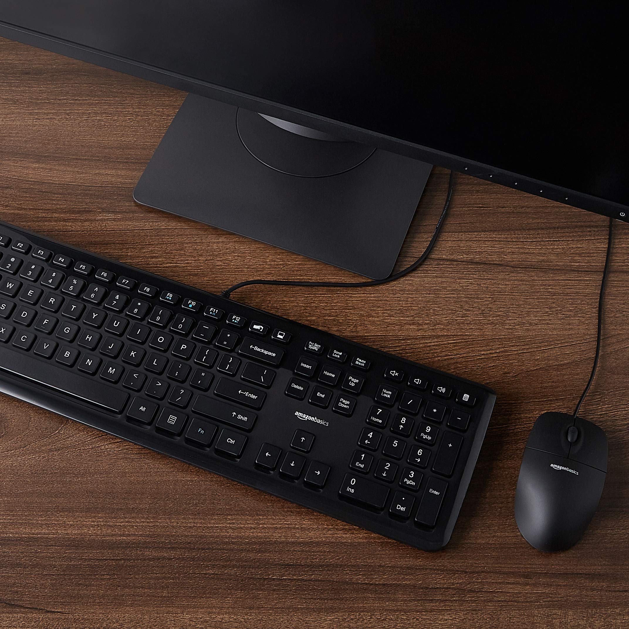 Amazon Basics Wired Keyboard and Mouse Combo 10-Pack - Black | USB Plug and Play for Office, School, Home & Business Computers | Bulk PC Accessories Set