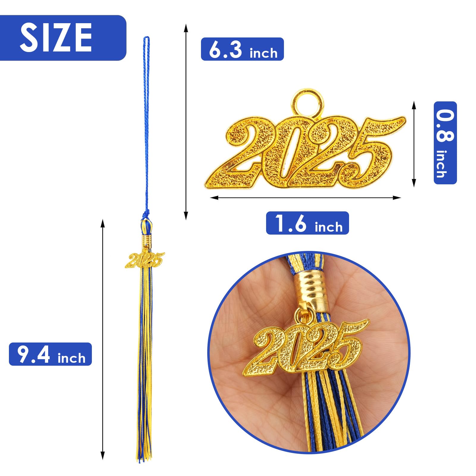 2025 Blue and Gold Graduation Tassel - Class of 2025 Commencement Charm for Cap Decorations & Ceremony Accessories (1 Pack) - Perfect for High School, College, and University Graduation Celebrations