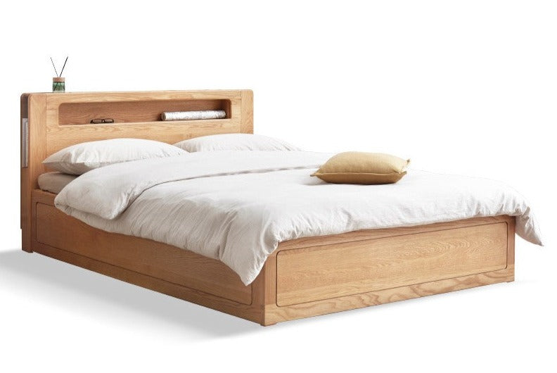 Premium Oak Solid Wood Luminous Box Bed - Durable Nightstand with Glow-in-the-Dark Features for Bedroom, Guest Room, and Kids Room Decor