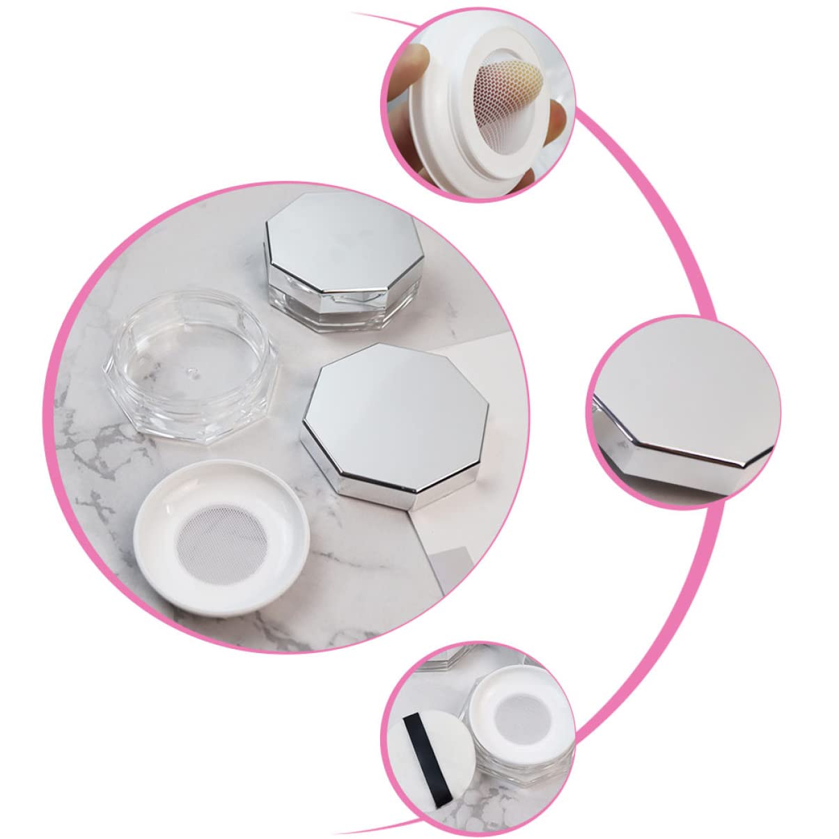 Minkissy Compact Mirror & Reusable Loose Powder Box - Portable Empty Powder Container for Makeup Touch-Ups | Travel-Friendly, Simple Design for On-the-Go Beauty Essentials