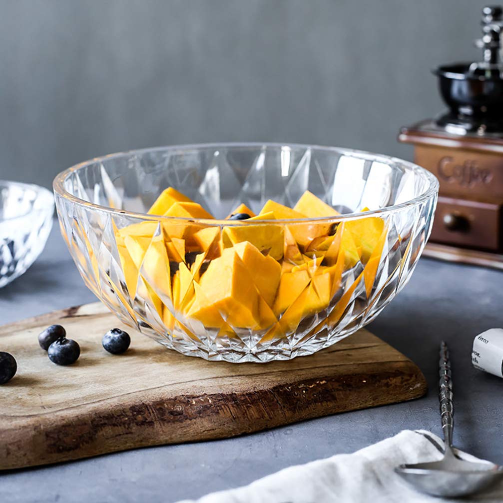 Premium Cabilock Glass Salad Bowl - 1pc Transparent Fruit & Veggie Serving Dish for Kitchen, Dining, Party | Durable Food Container for Salads, Snacks, Appetizers | Perfect for Entertaining, Meal Prep & Healthy Eating