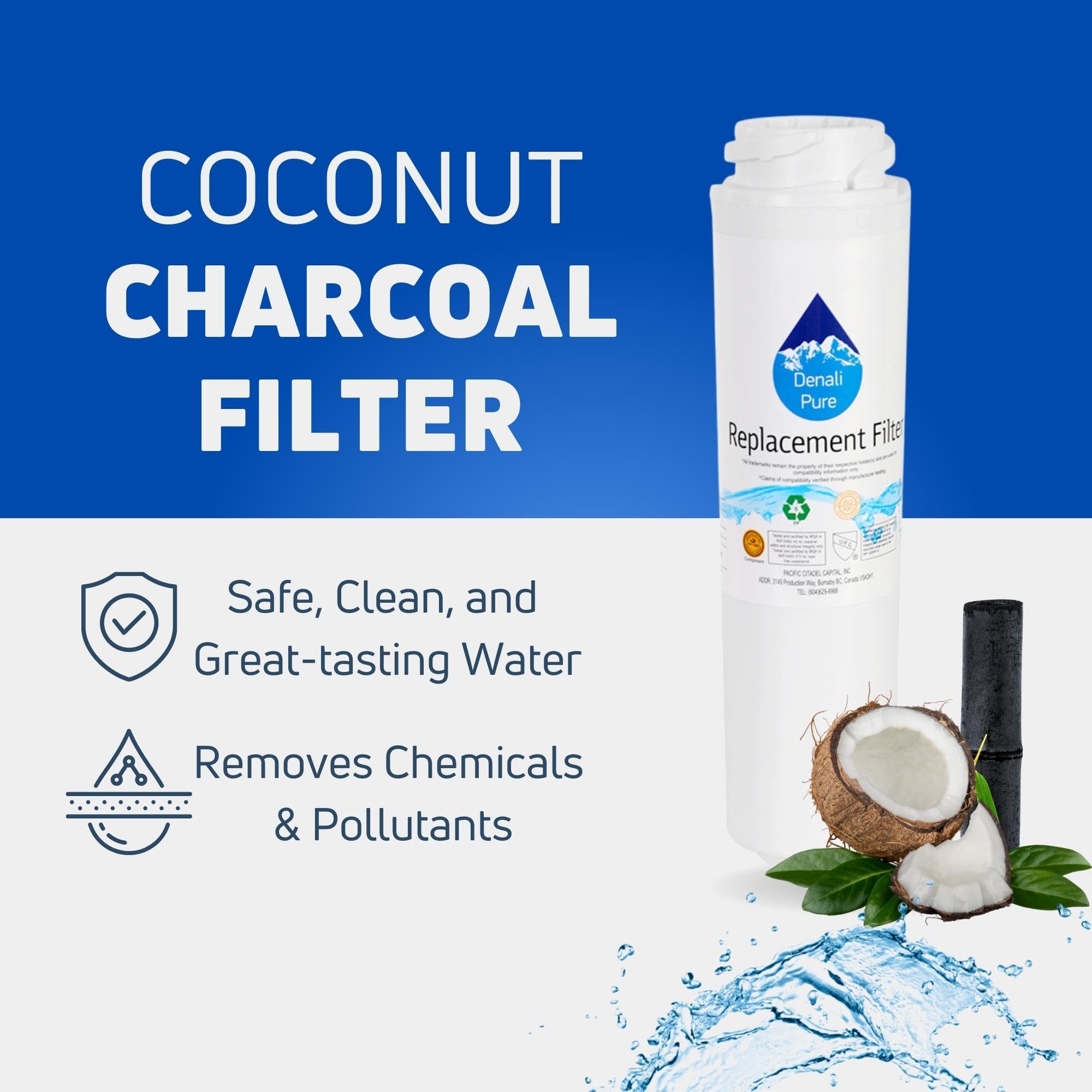 2-Pack GE PTS22SHSCRSS Refrigerator Water Filter Replacement - Compatible with General Electric GSWF Fridge Filter Cartridge | Clean Drinking Water for Home & Office Use