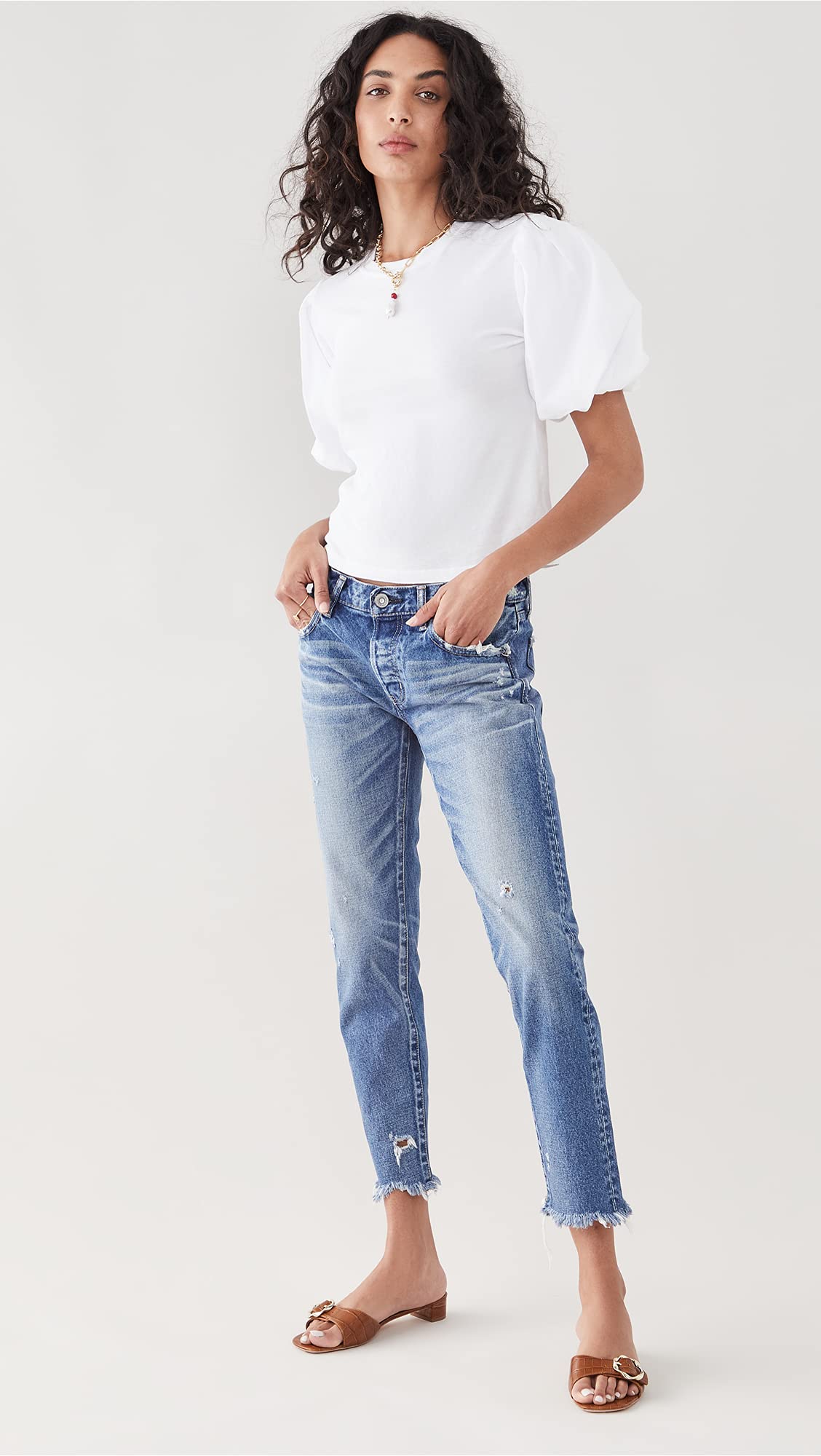 MOUSSY VINTAGE Women's High Waist Tapered Blue Jeans - Slim Fit Denim Pants for Casual Wear & Street Style Fashion