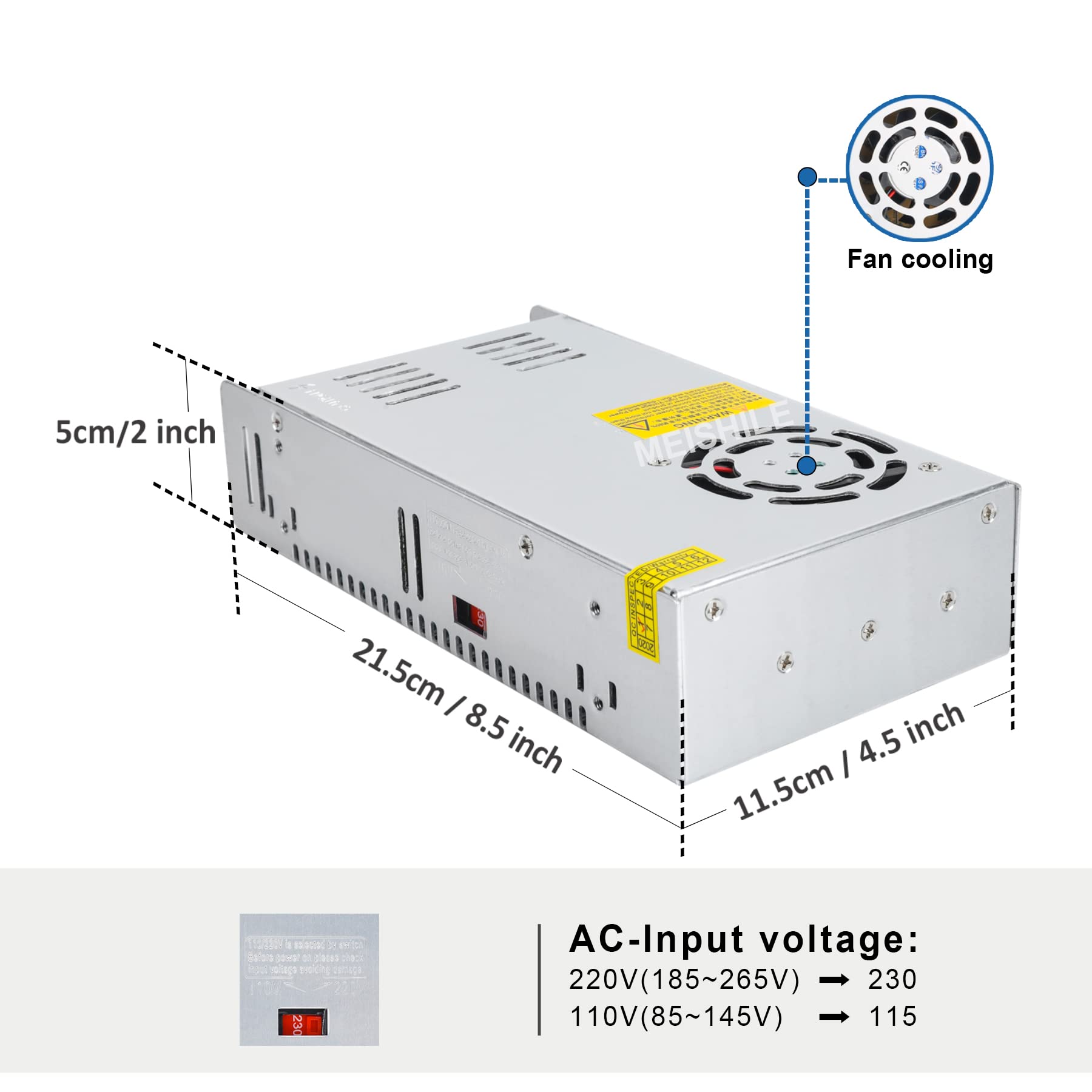 28V 11A 300W Universal Switching Power Supply SMPS - Constant Voltage Regulated Transformer AC 110V/220V to DC 28V - Ideal for CCTV Security Systems, LED Strip Lighting, Computer Projects, Industrial Equipment & Home Automation