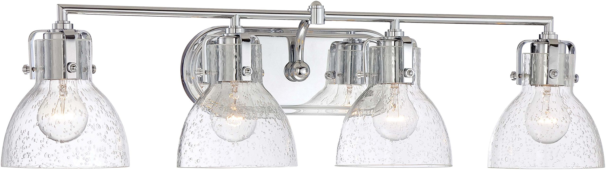 Minka Lavery 5724-77 Urban Industrial 4-Light Chrome Wall Sconce - Transitional Bathroom Vanity Lighting with Glass Shades for Modern Home Decor