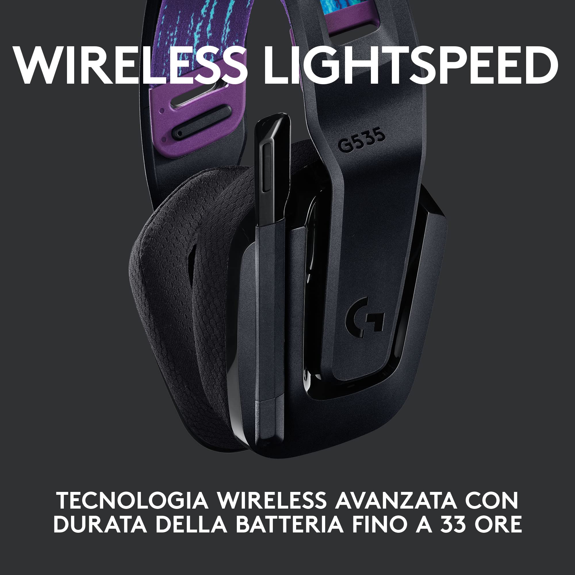 Logitech G535 LIGHTSPEED Wireless Gaming Headset with Microphone - Lightweight Over-Ear Design, Flip-to-Mute Mic, Stereo Sound, USB Rechargeable - Compatible with PC, PS4, PS5 - Perfect for Gaming, Streaming & Online Meetings