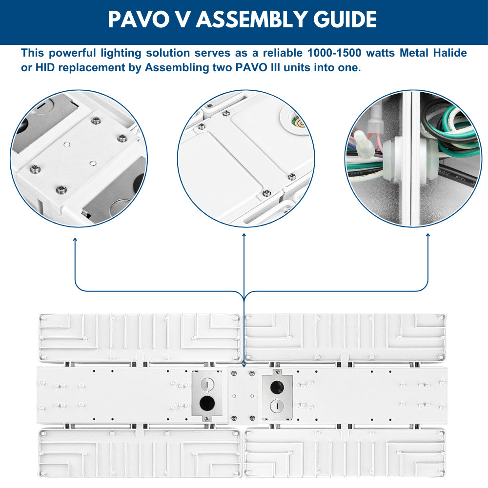 PAVO V LED High Bay Light 420W/360W/310W Selectable - 63,800 Lumens - 120-277V - 5000K Daylight White - Equivalent to 1000W Metal Halide - Ideal for Warehouses, Factories & Commercial Spaces